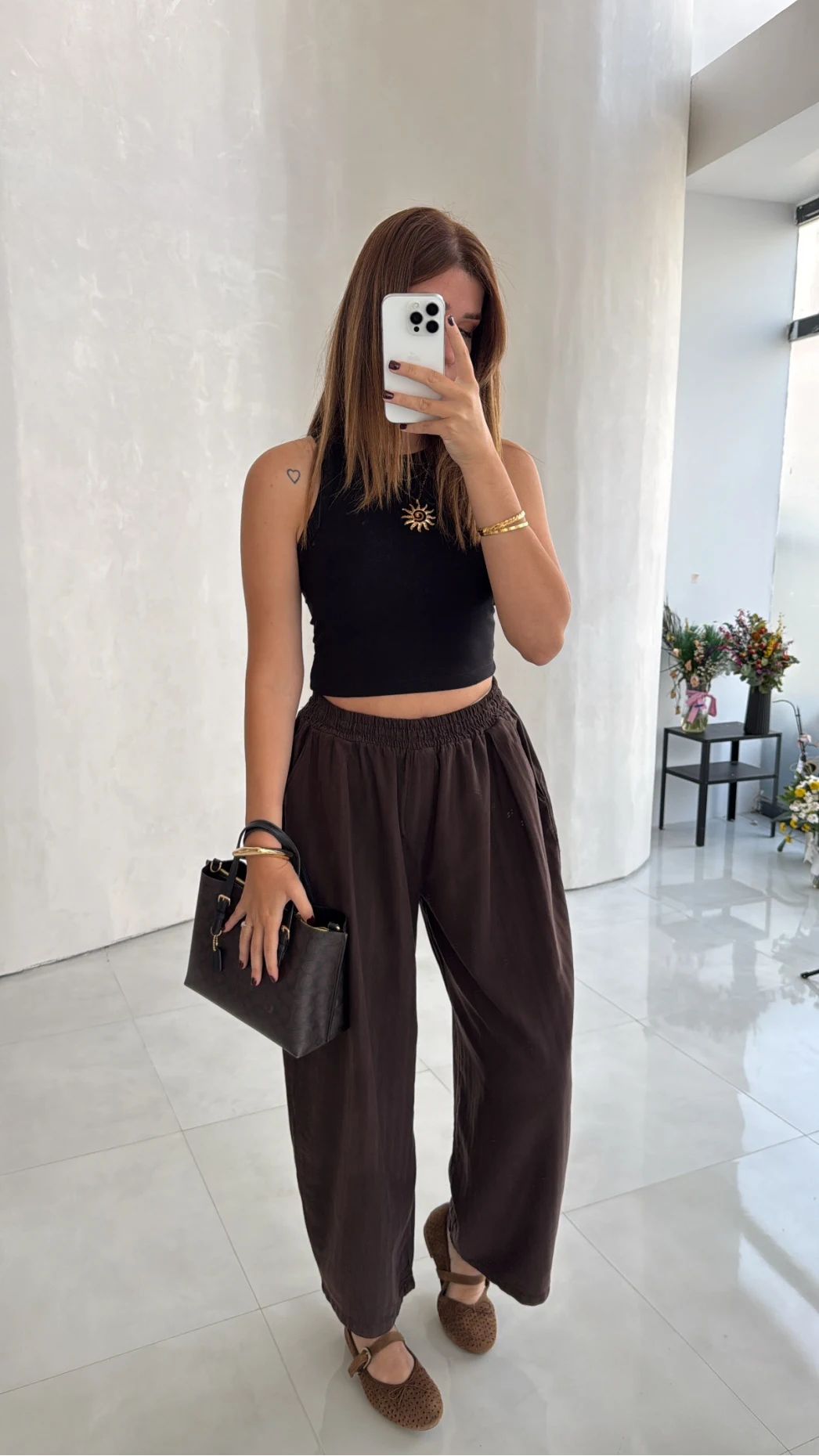 Olıvıa Çizgili Balon Pantolon - Acı Kahve - Kod: 031748