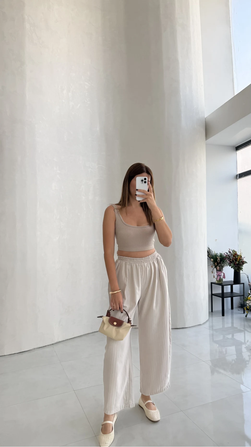 Olıvıa Çizgili Balon Pantolon - Taş - Kod: 031748