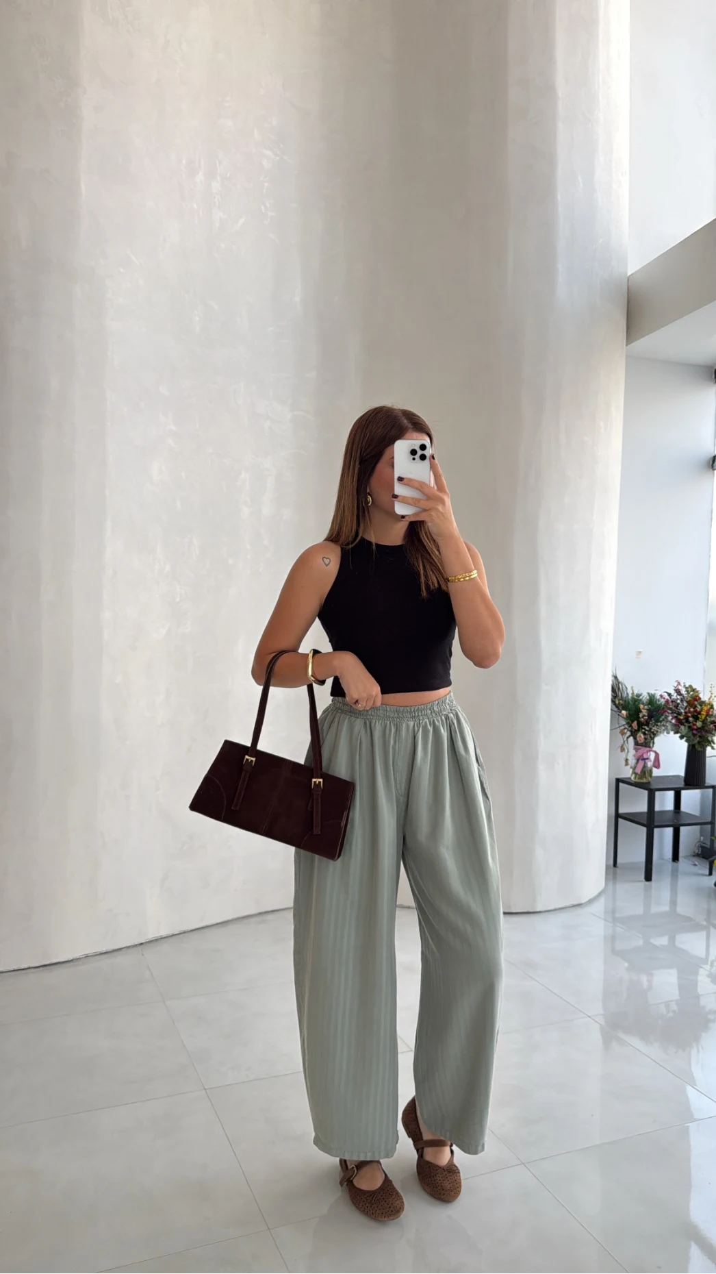 Olıvıa Çizgili Balon Pantolon - Yeşil - Kod: 031748