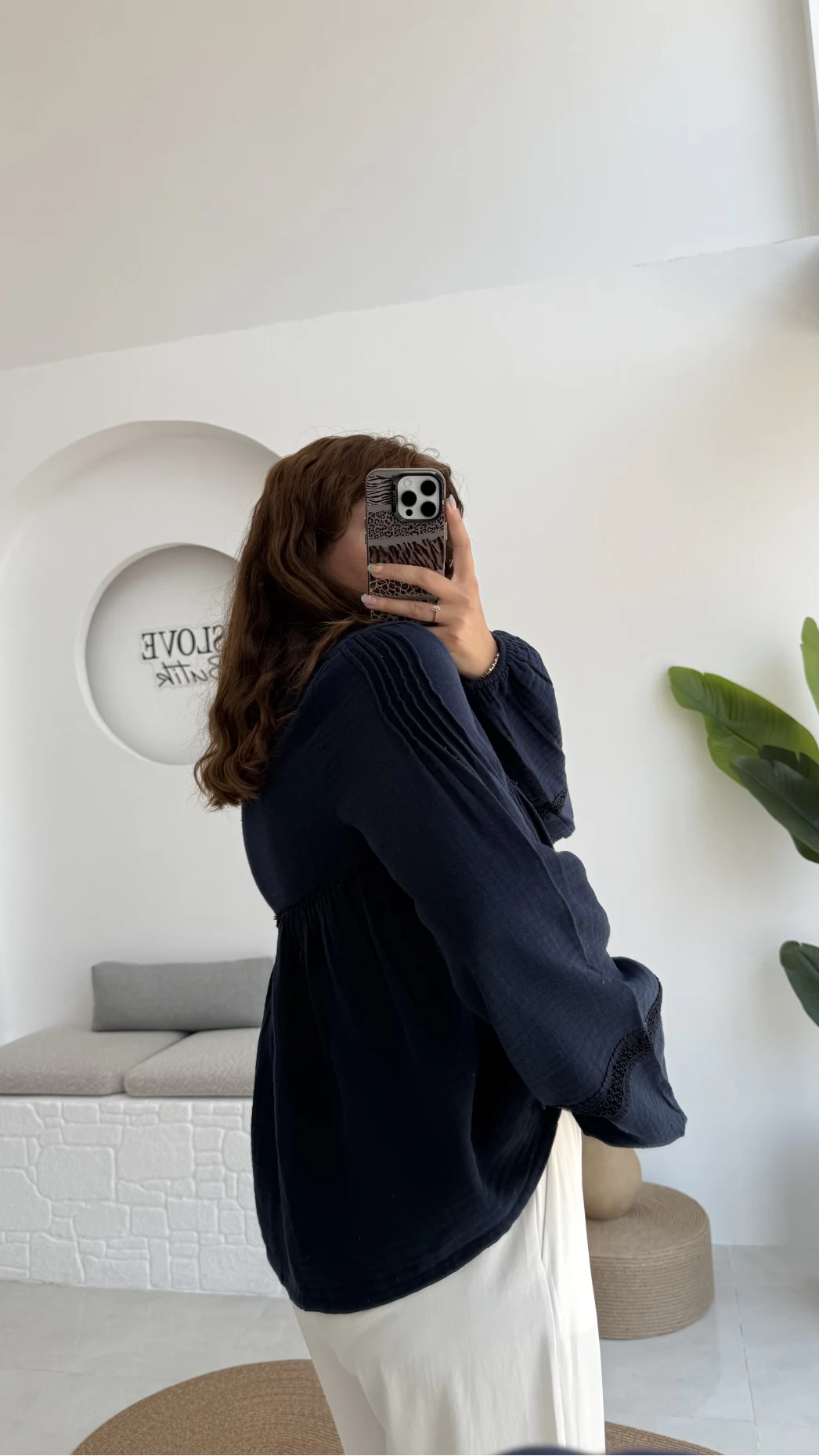 Peri İnci Detay Lacivert Bluz