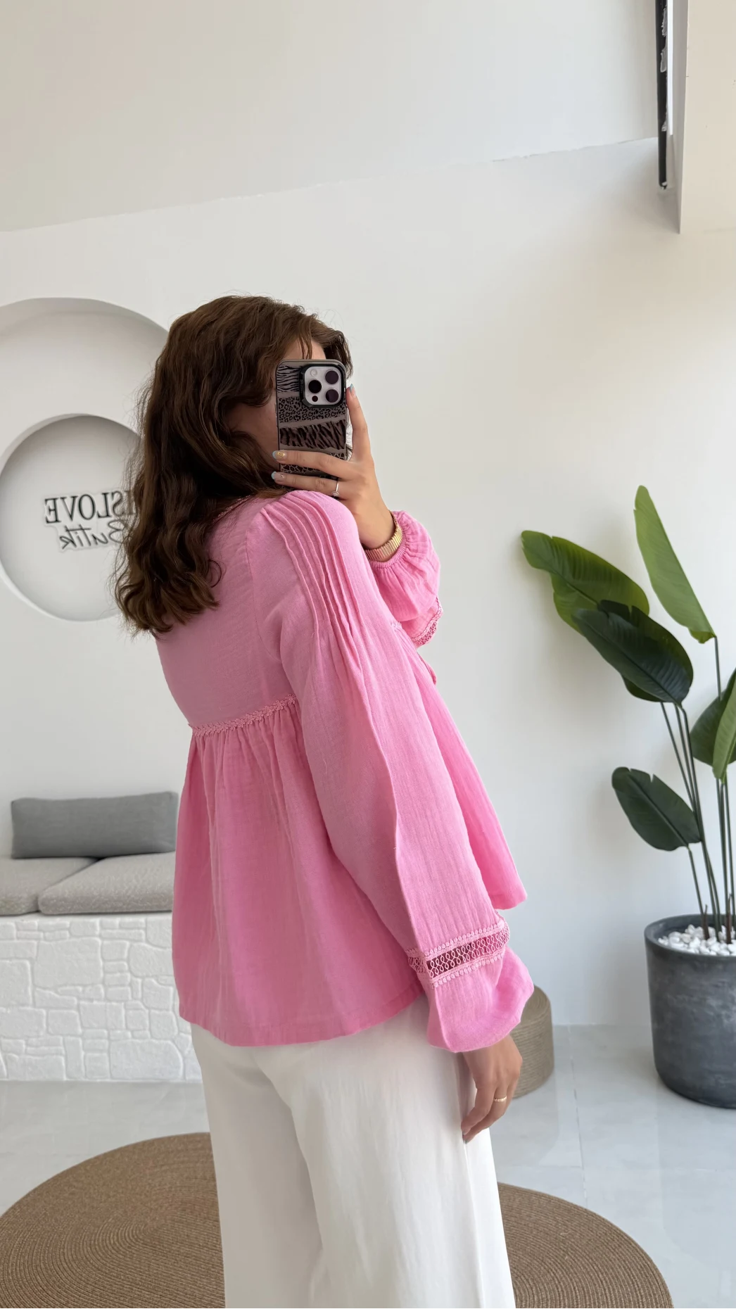 Peri İnci Detay Pembe Bluz