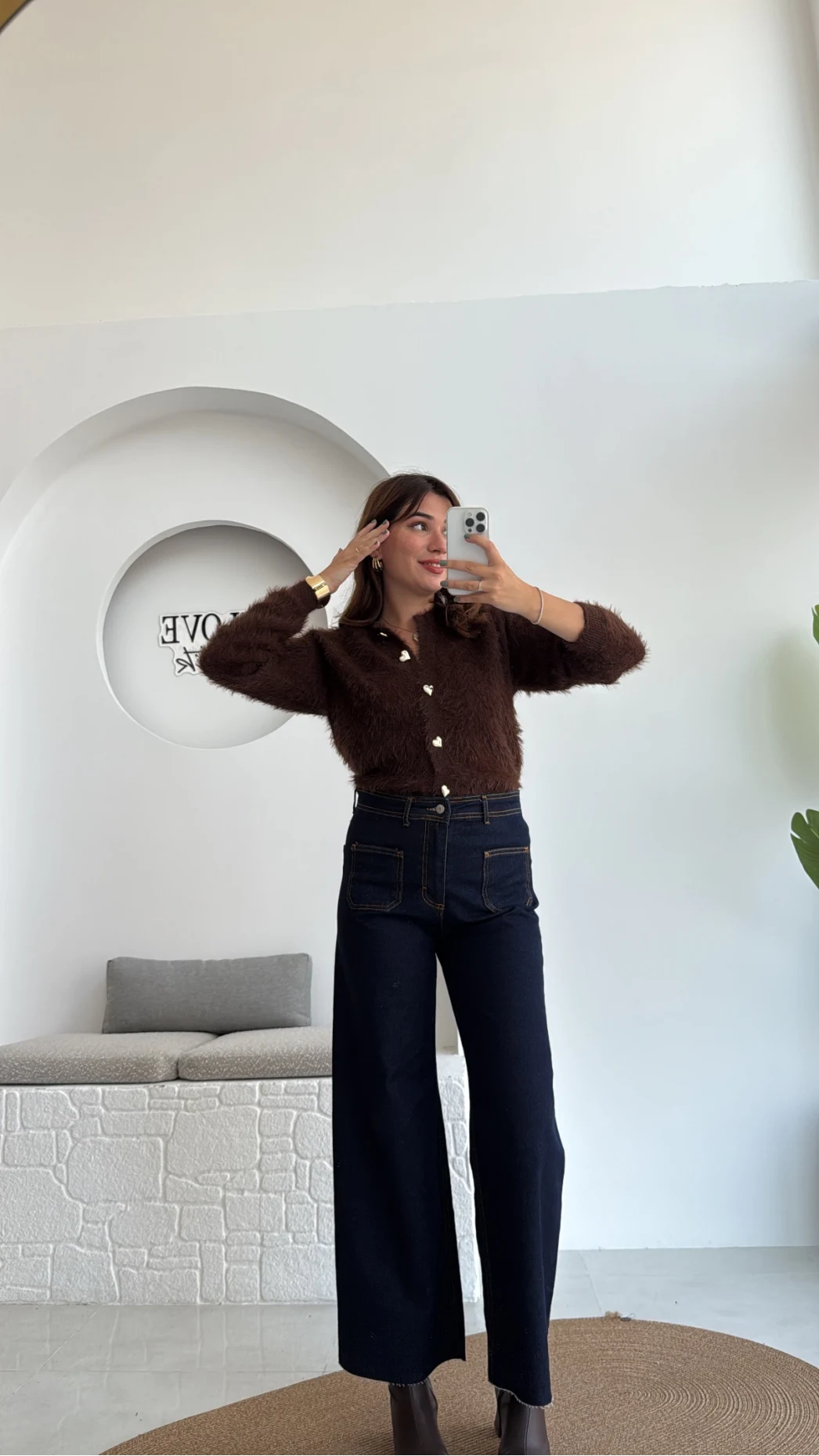 Önü Cepli Tasarım Lacivert Jean Pantolon