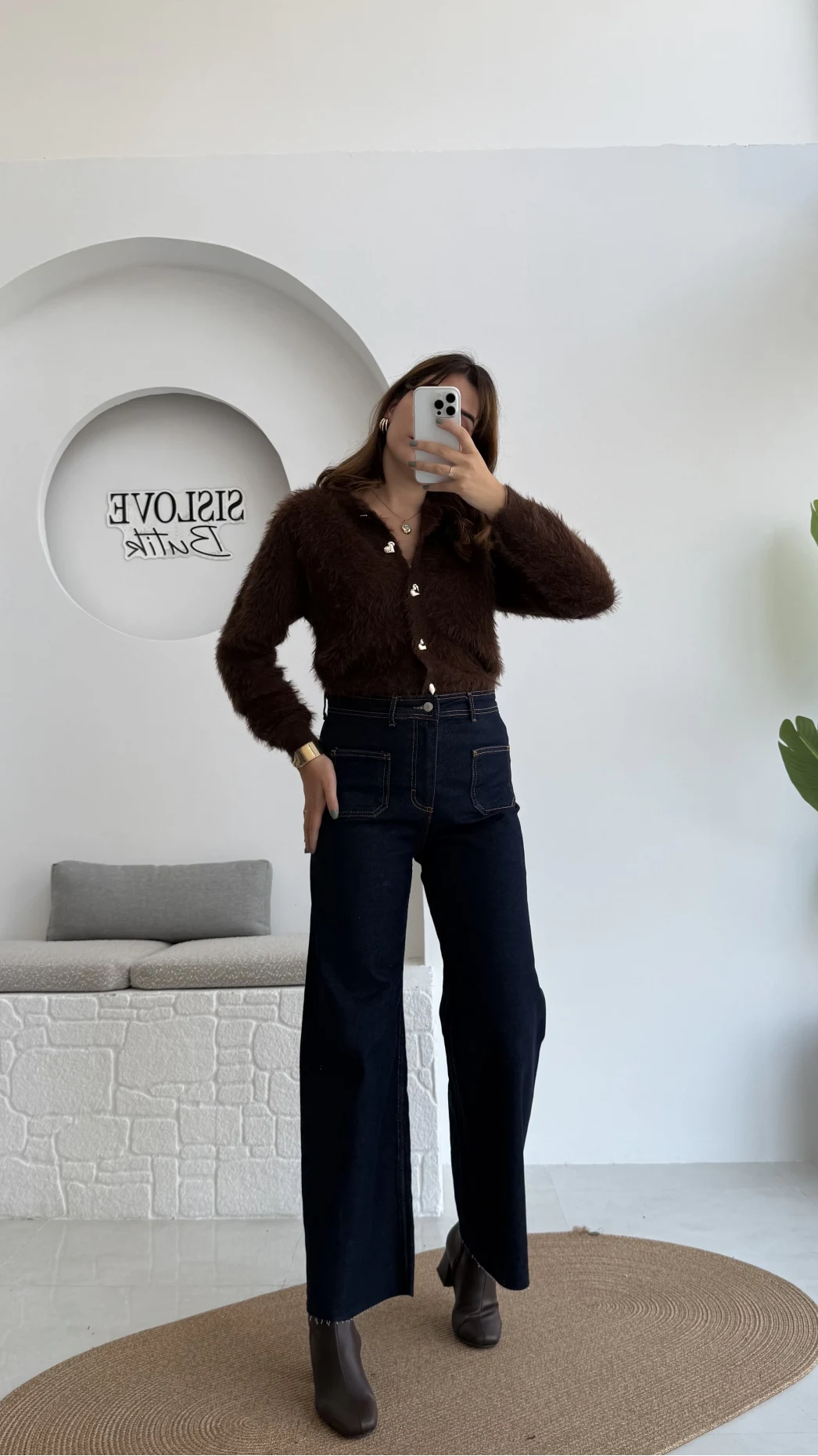 Önü Cepli Tasarım Lacivert Jean Pantolon