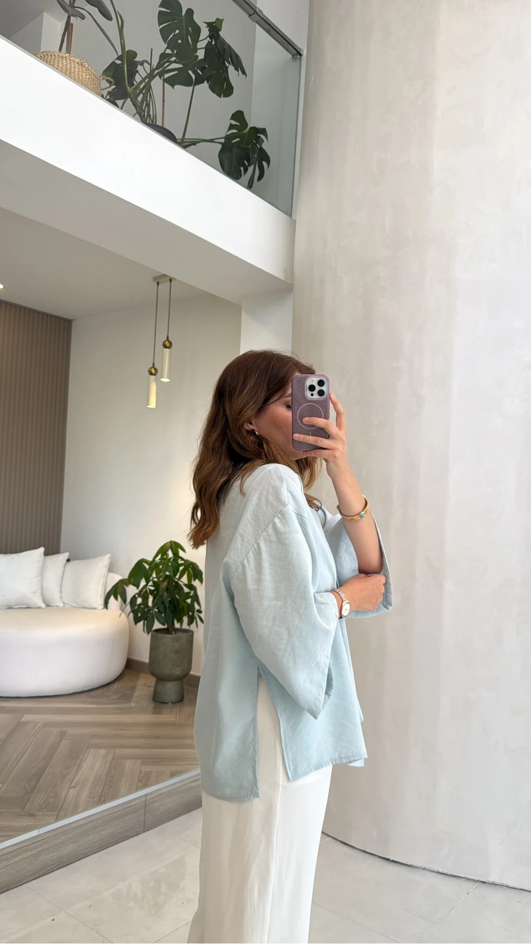 Önü Düğmeli Gömlek - Bebe Mavi - Kod 4961