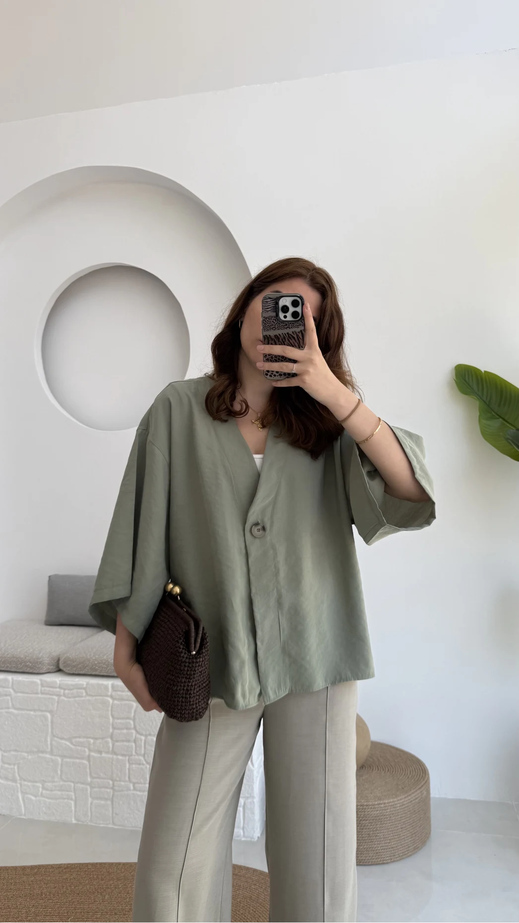 Önü Düğmeli Gömlek - Çağla Yeşili