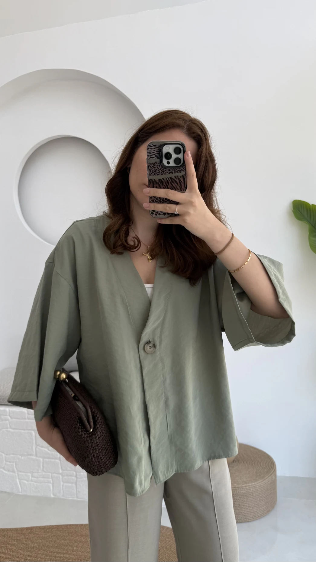 Önü Düğmeli Gömlek - Çağla Yeşili