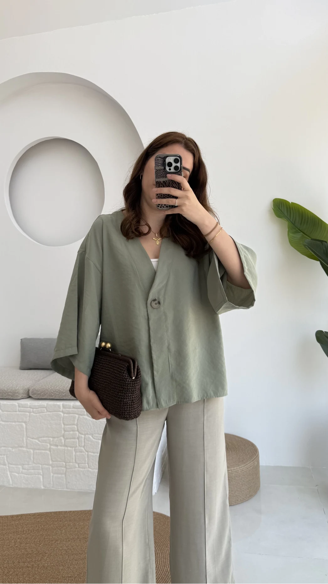 Önü Düğmeli Gömlek - Çağla Yeşili