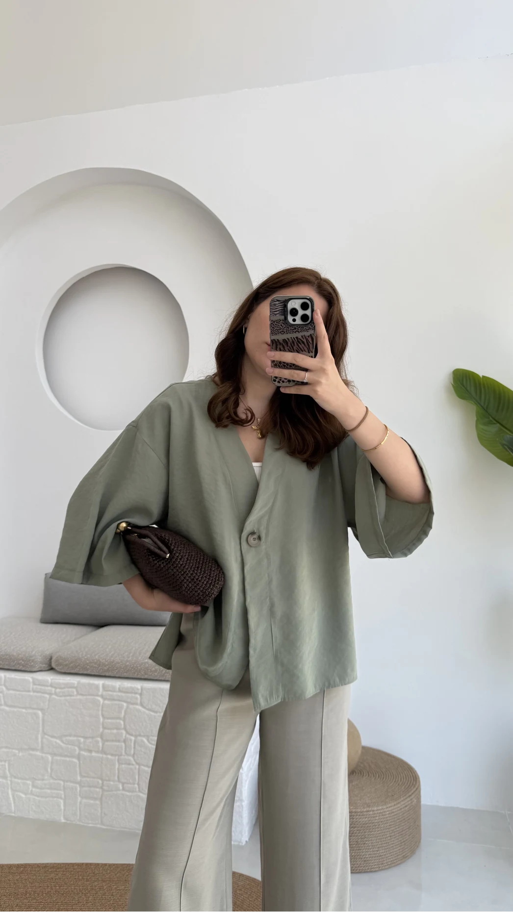 Önü Düğmeli Gömlek - Çağla Yeşili