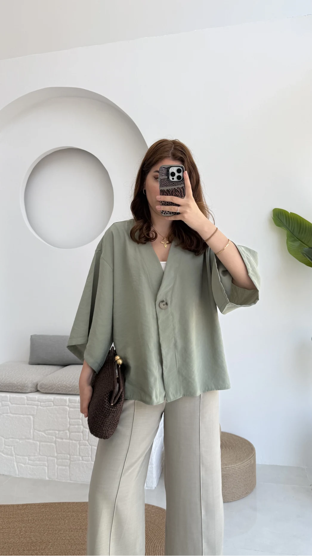 Önü Düğmeli Gömlek - Çağla Yeşili