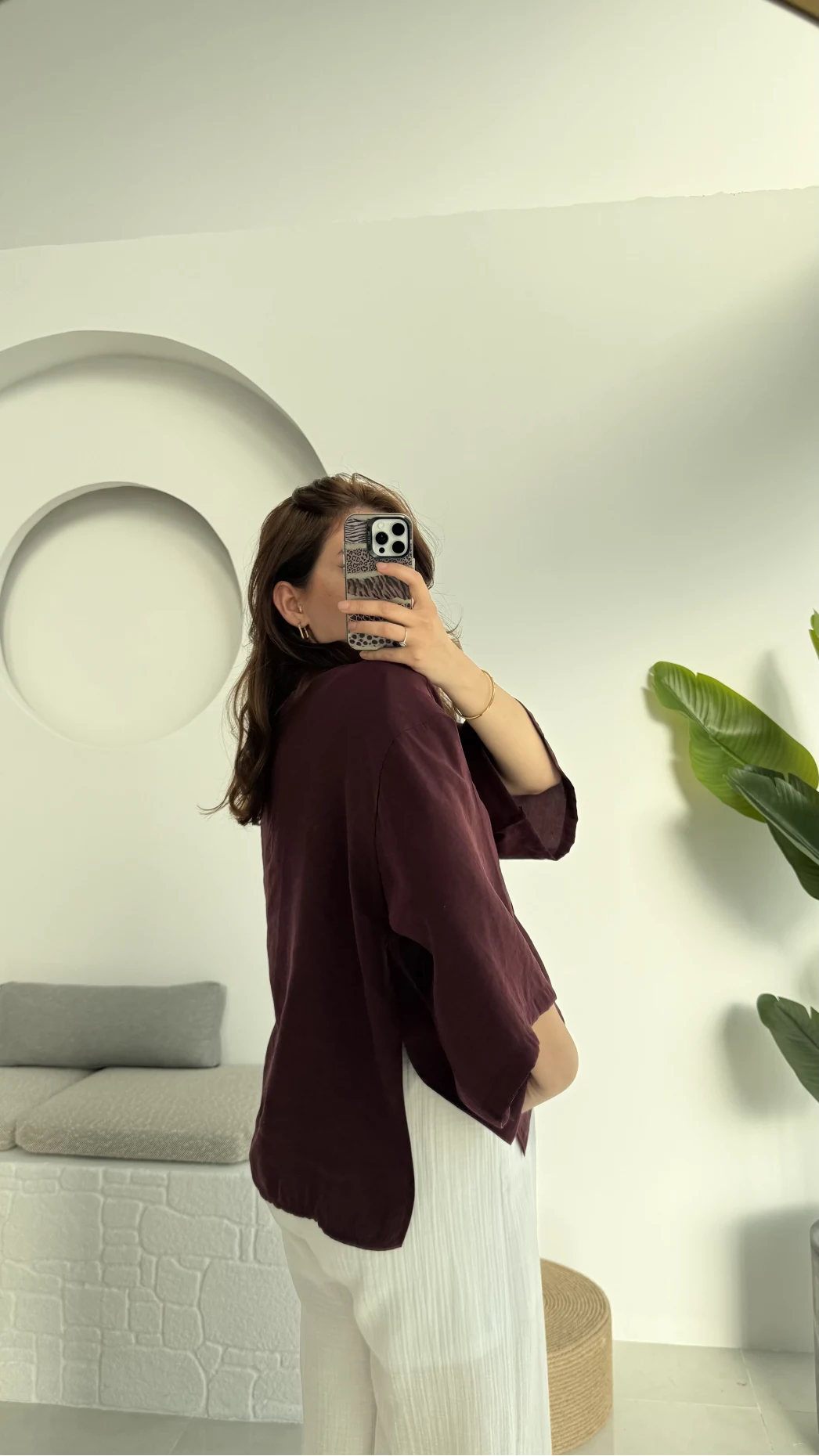 Önü Düğmeli Gömlek - Mürdüm