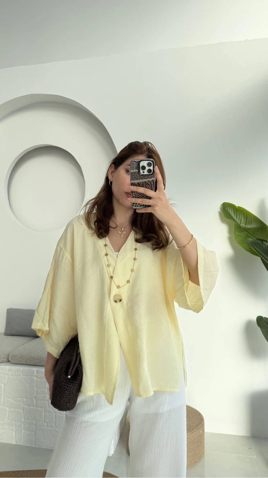 Önü Düğmeli Gömlek - Sarı