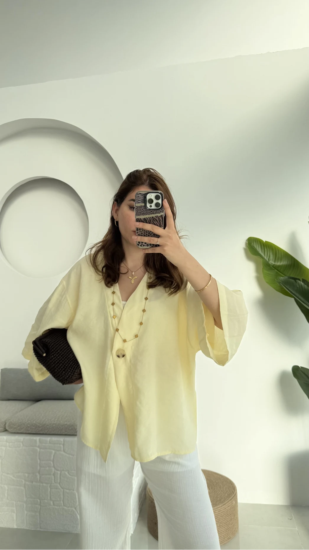 Önü Düğmeli Gömlek - Sarı