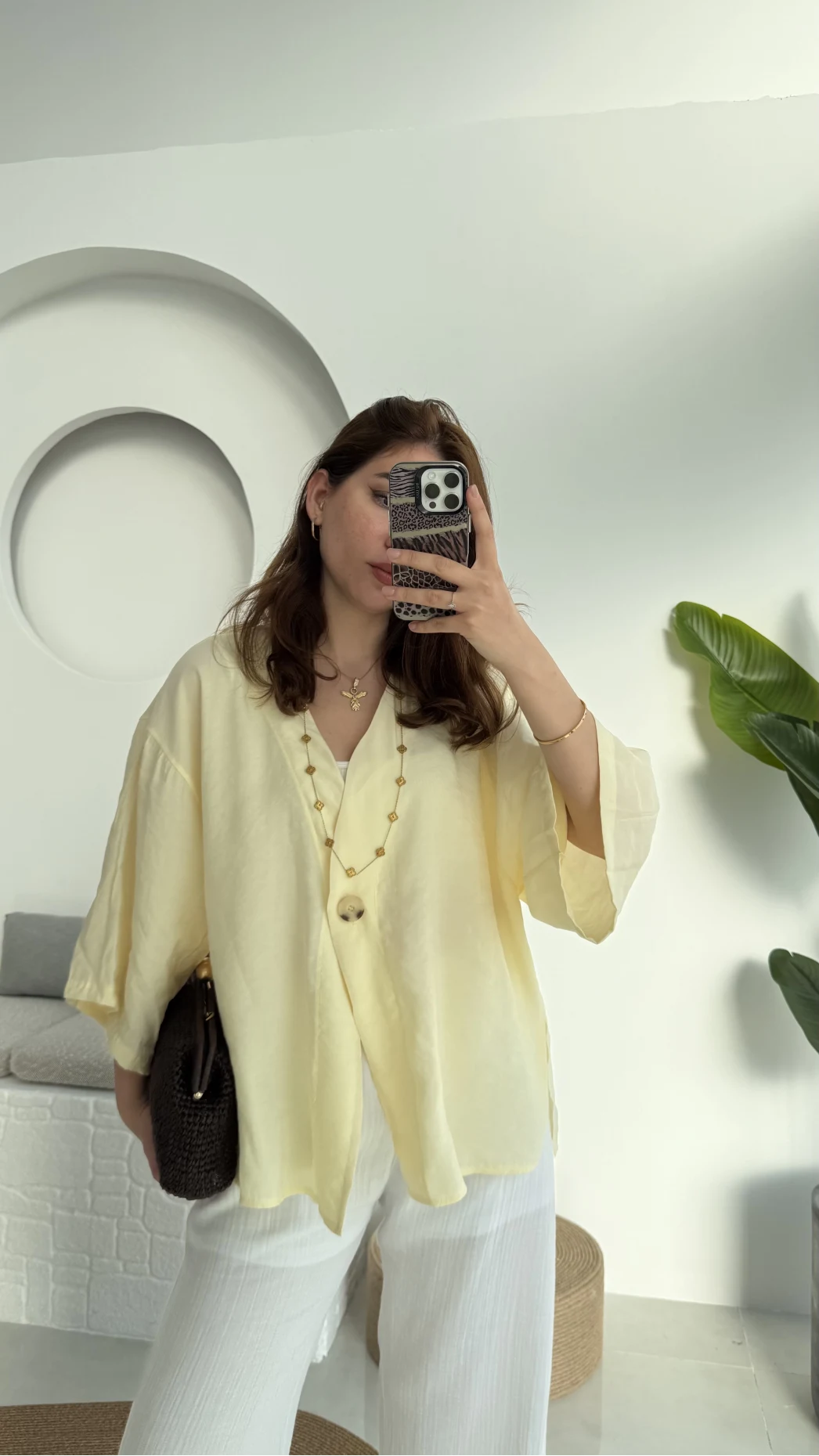 Önü Düğmeli Gömlek - Sarı