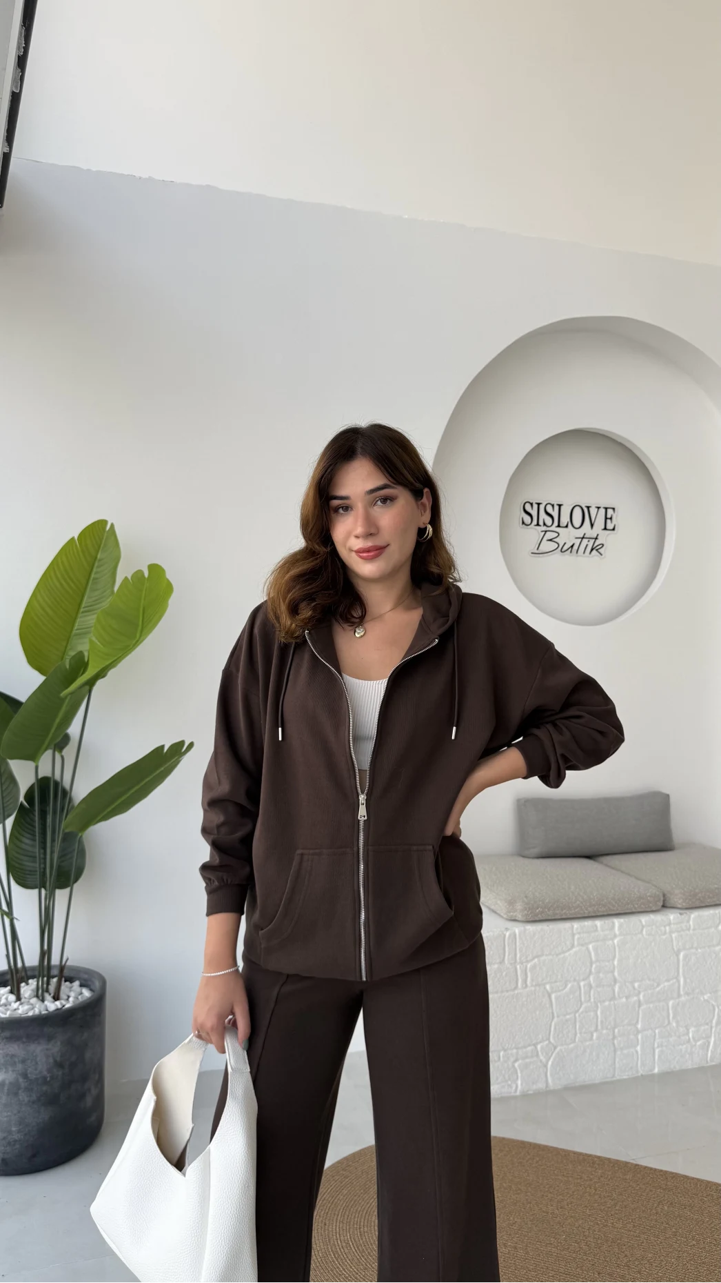 Oriana Ceket Pantolon Takım - Kahverengi - Kod: 7027-4028