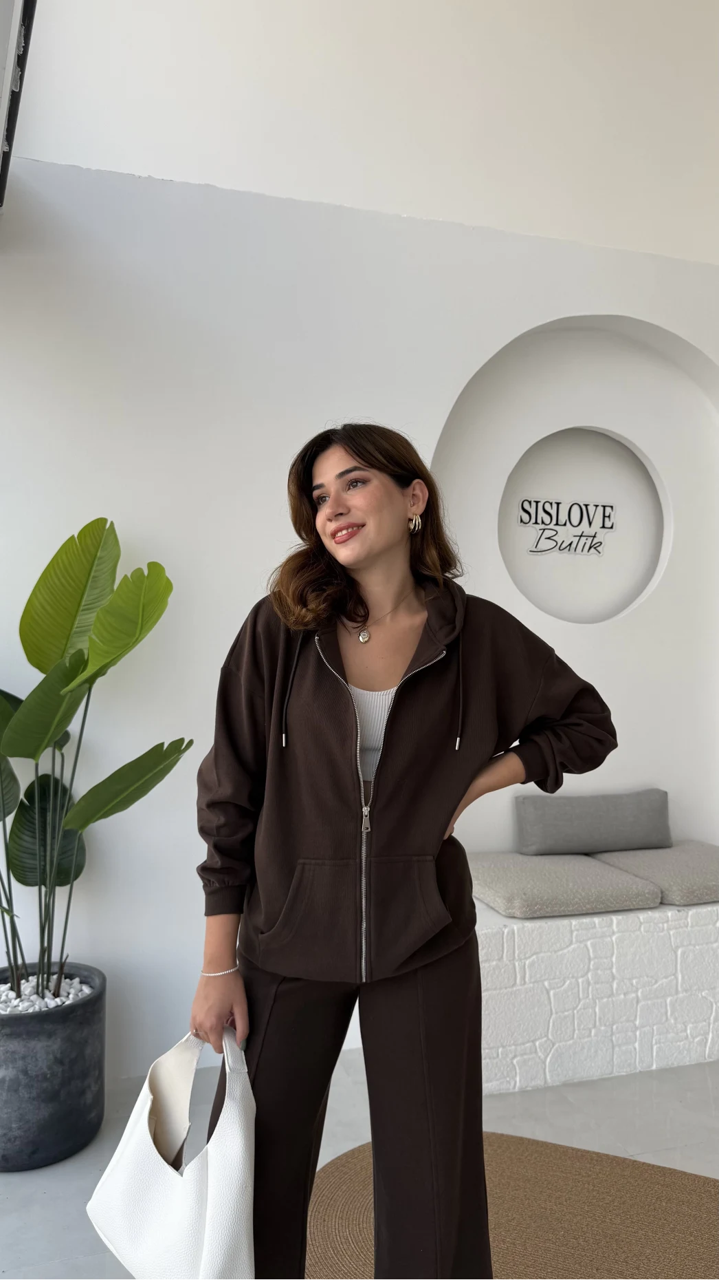 Oriana Ceket Pantolon Takım - Kahverengi - Kod: 7027-4028