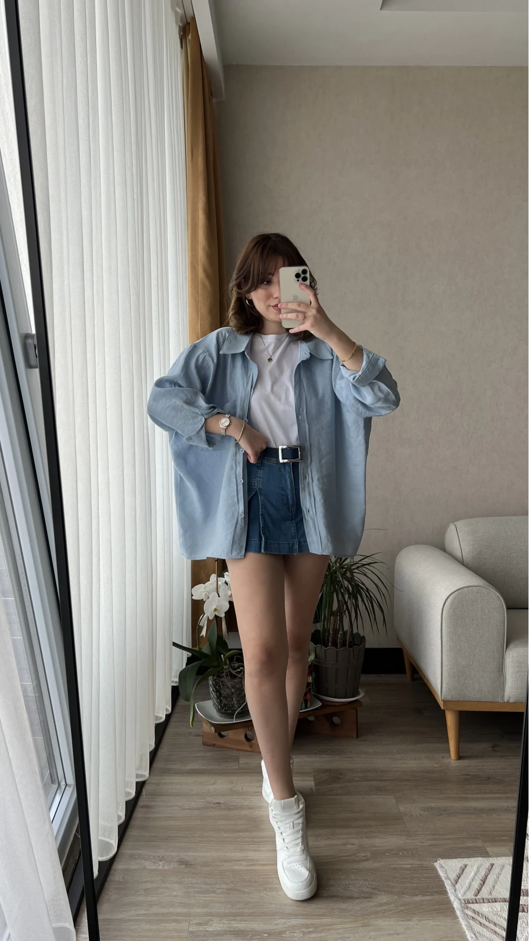 Mavi Oversize Tensel Gömlek Kod: 4612