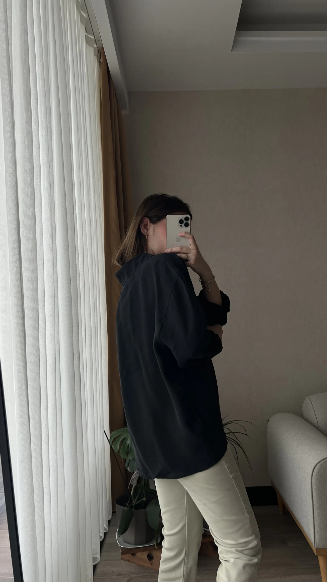 Siyah Oversize Tensel Gömlek Kod: 4612