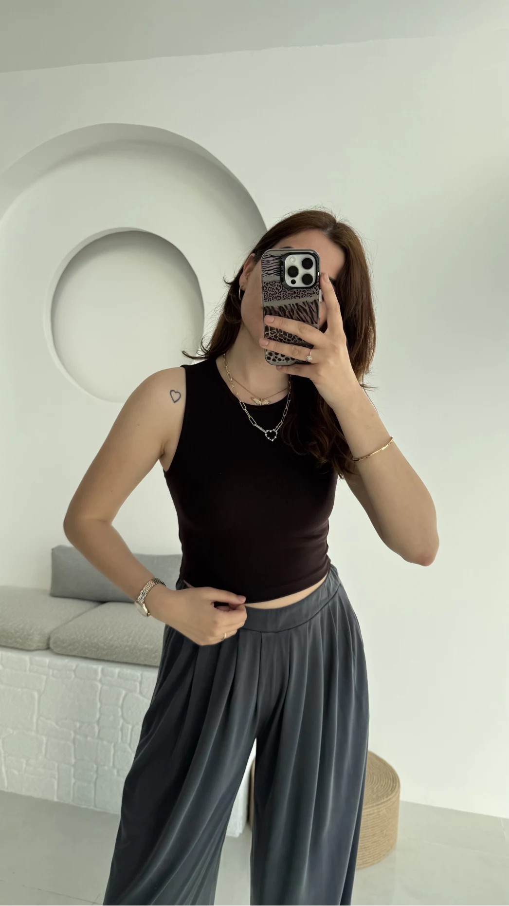 Oys Crop Halter Yaka Acı Kahve