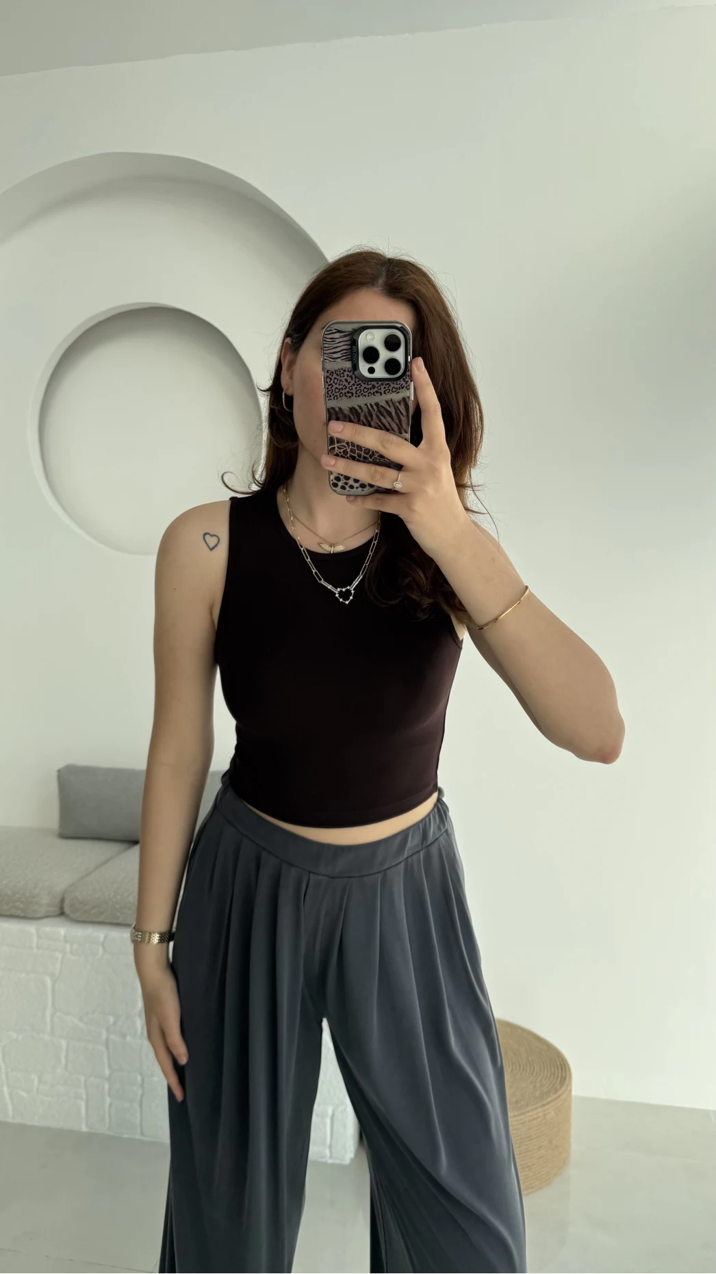 Oys Crop Halter Yaka Acı Kahve