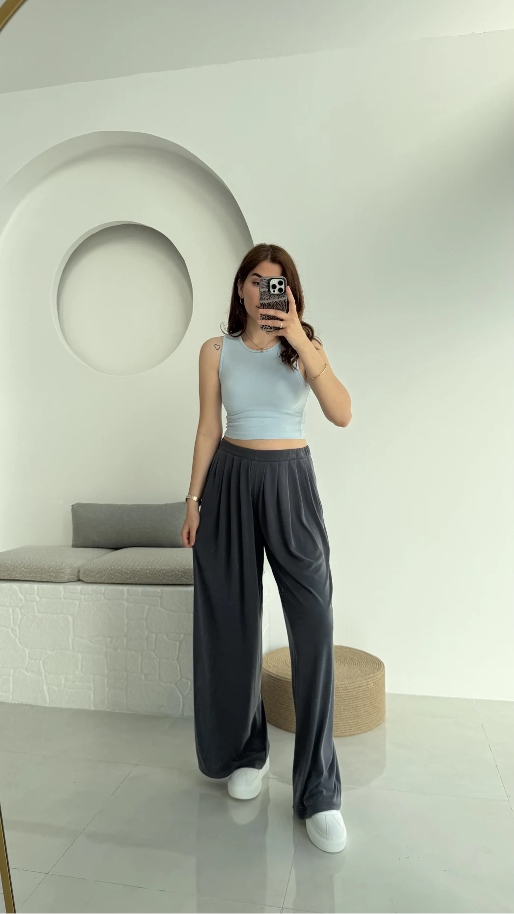Oys Crop Halter Yaka Bebe Mavisi