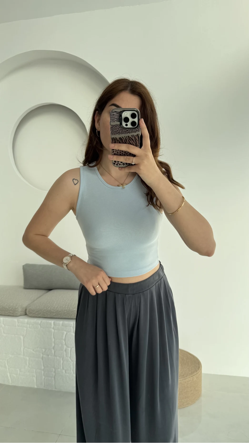 Oys Crop Halter Yaka Bebe Mavisi