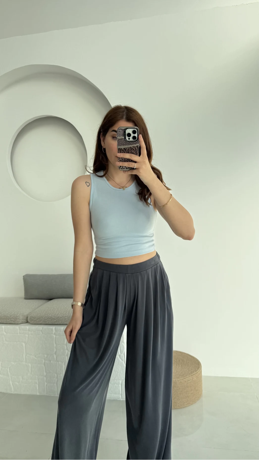 Oys Crop Halter Yaka Bebe Mavisi