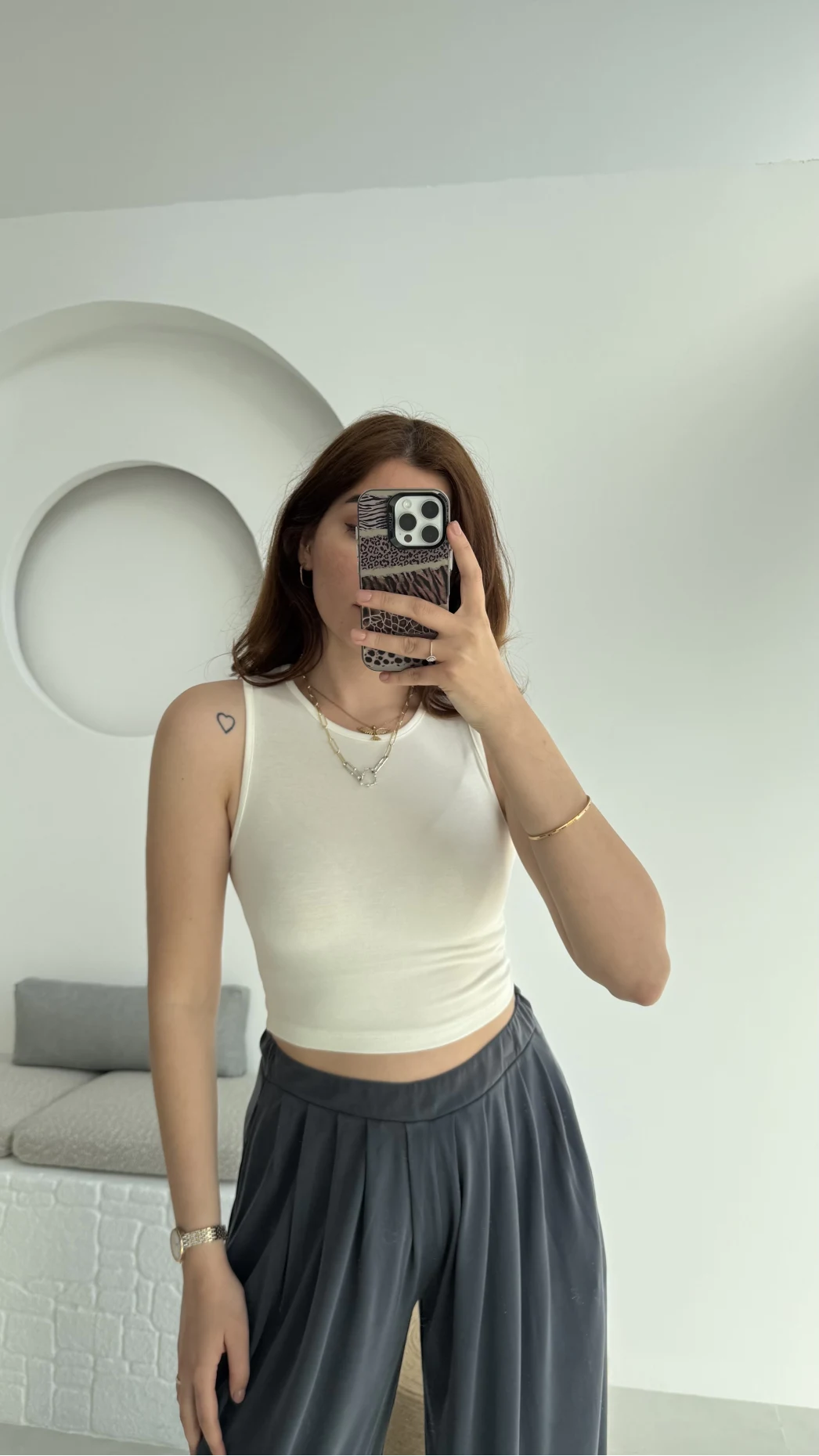 Oys Crop Halter Yaka Beyaz