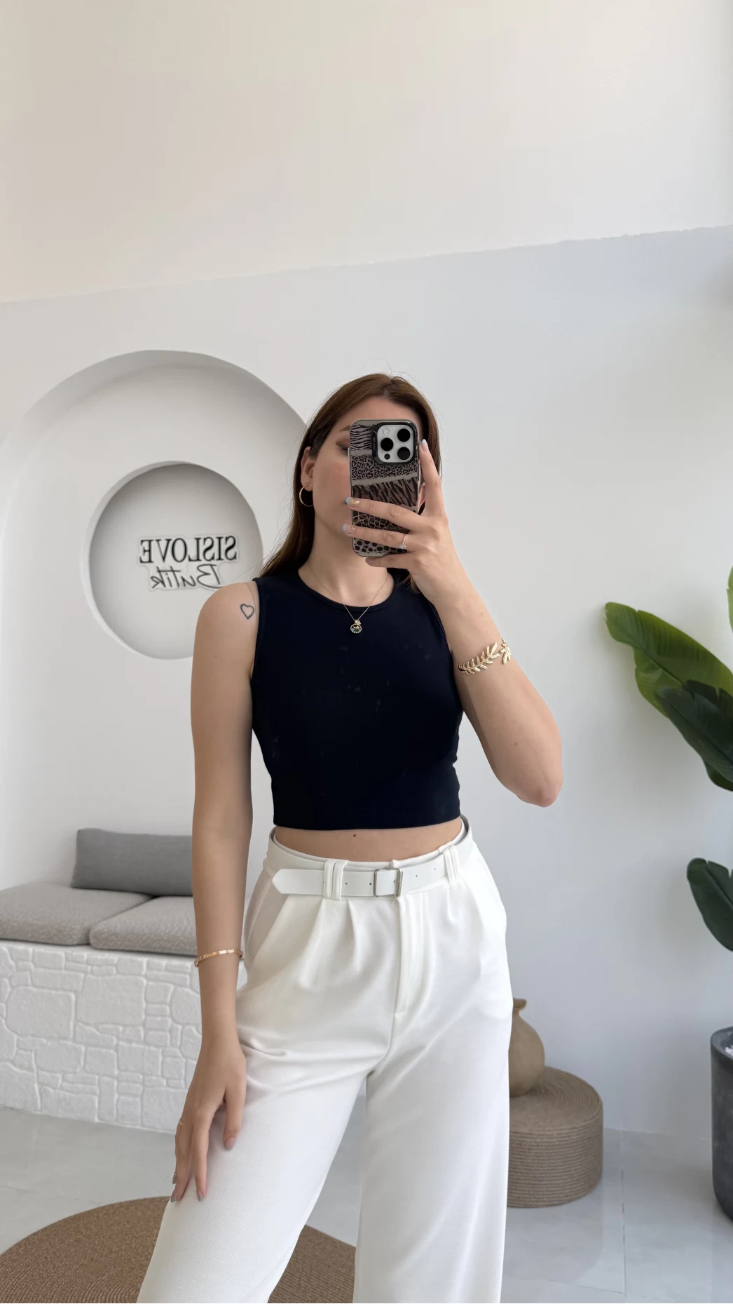 Oys Crop Halter Yaka Lacivert