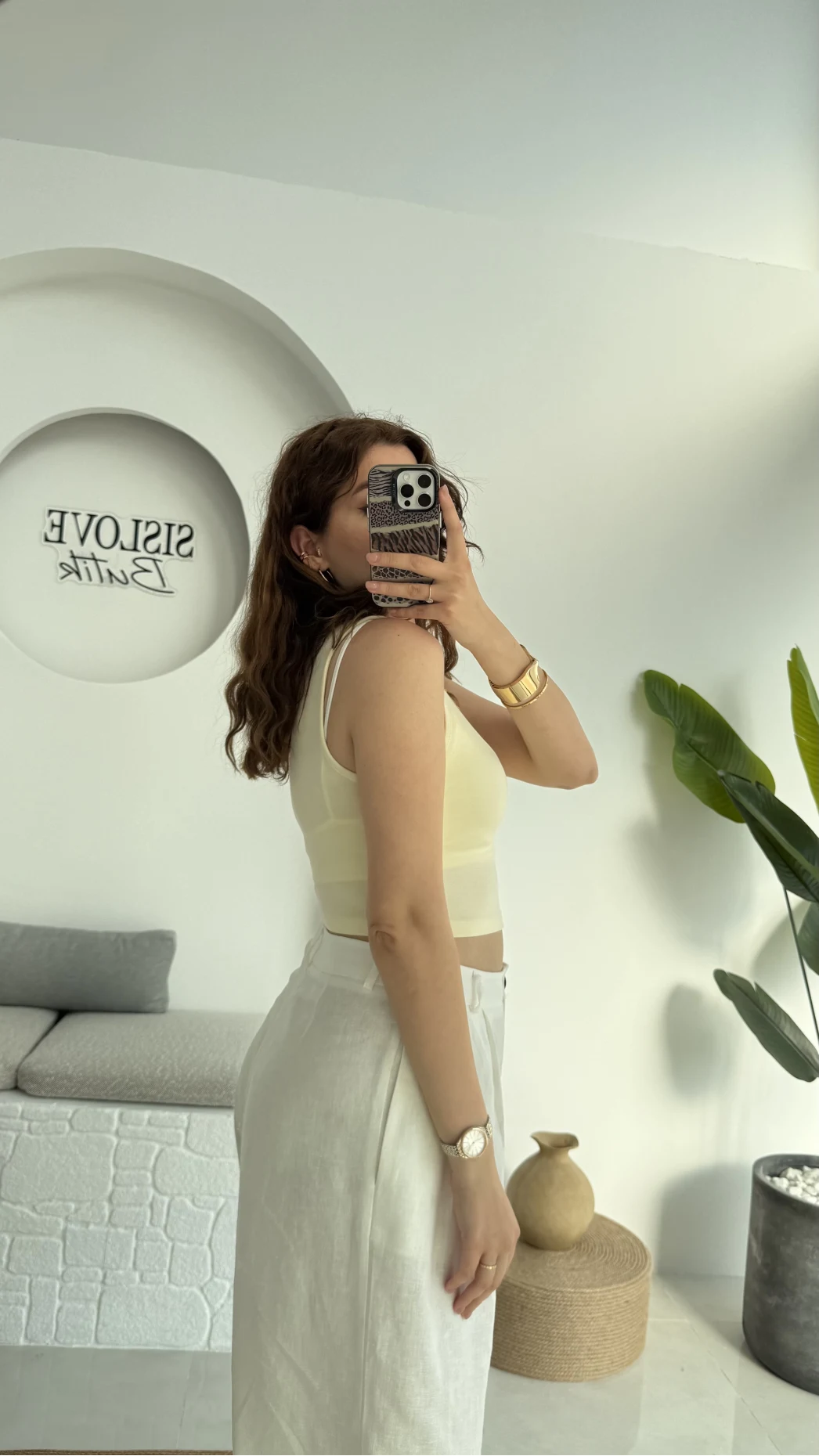 Oys Crop Halter Yaka Sarı