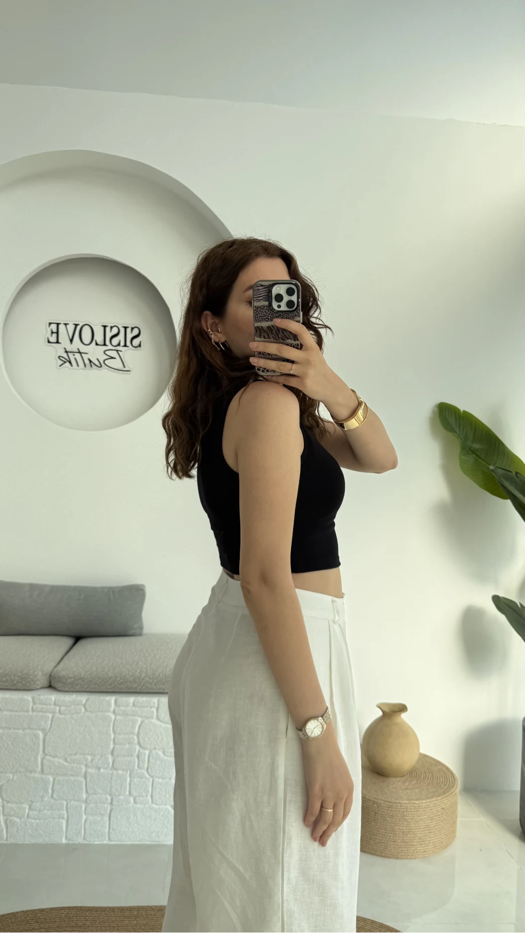 Oys Crop Halter Yaka Siyah