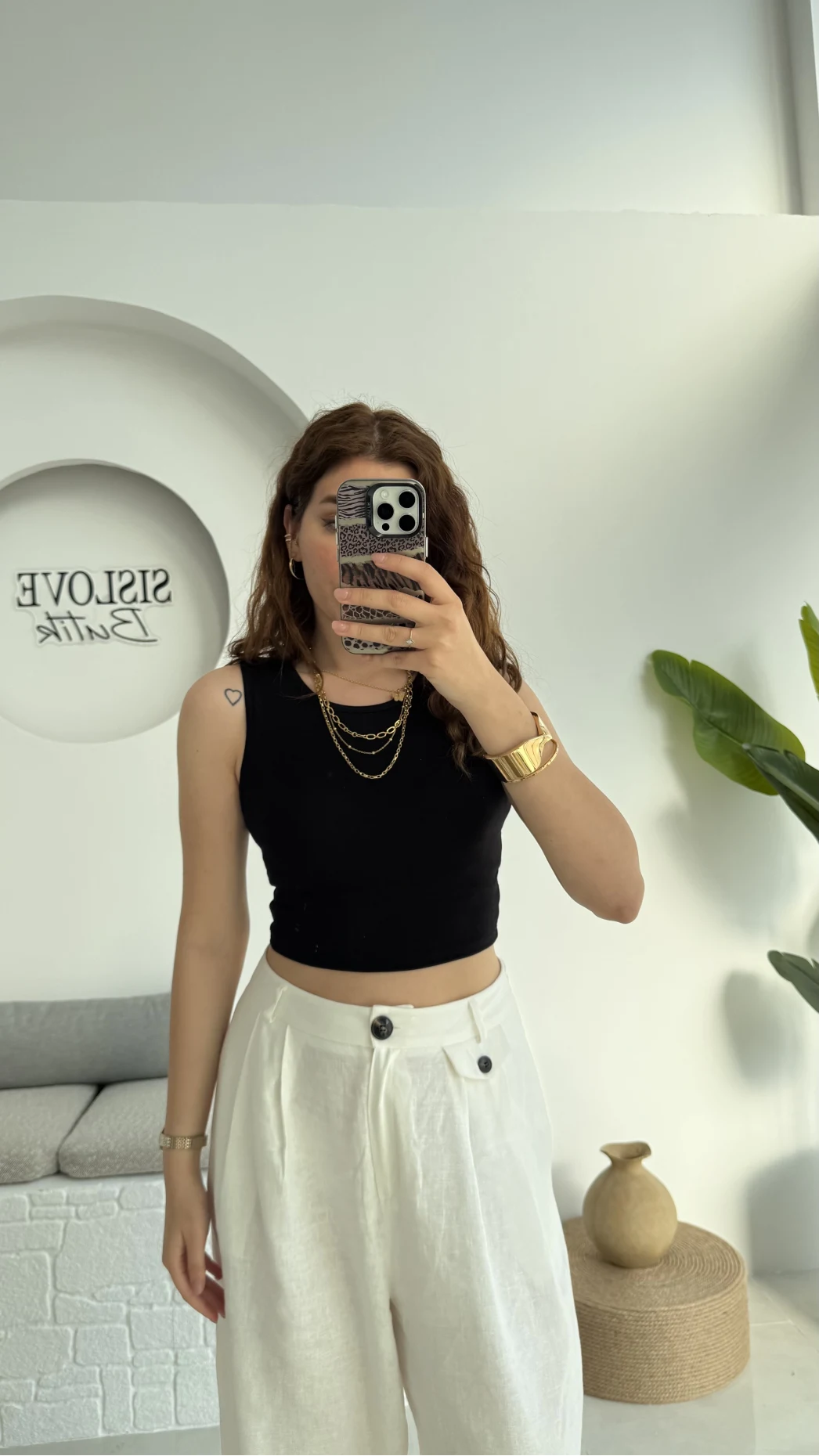 Oys Crop Halter Yaka Siyah