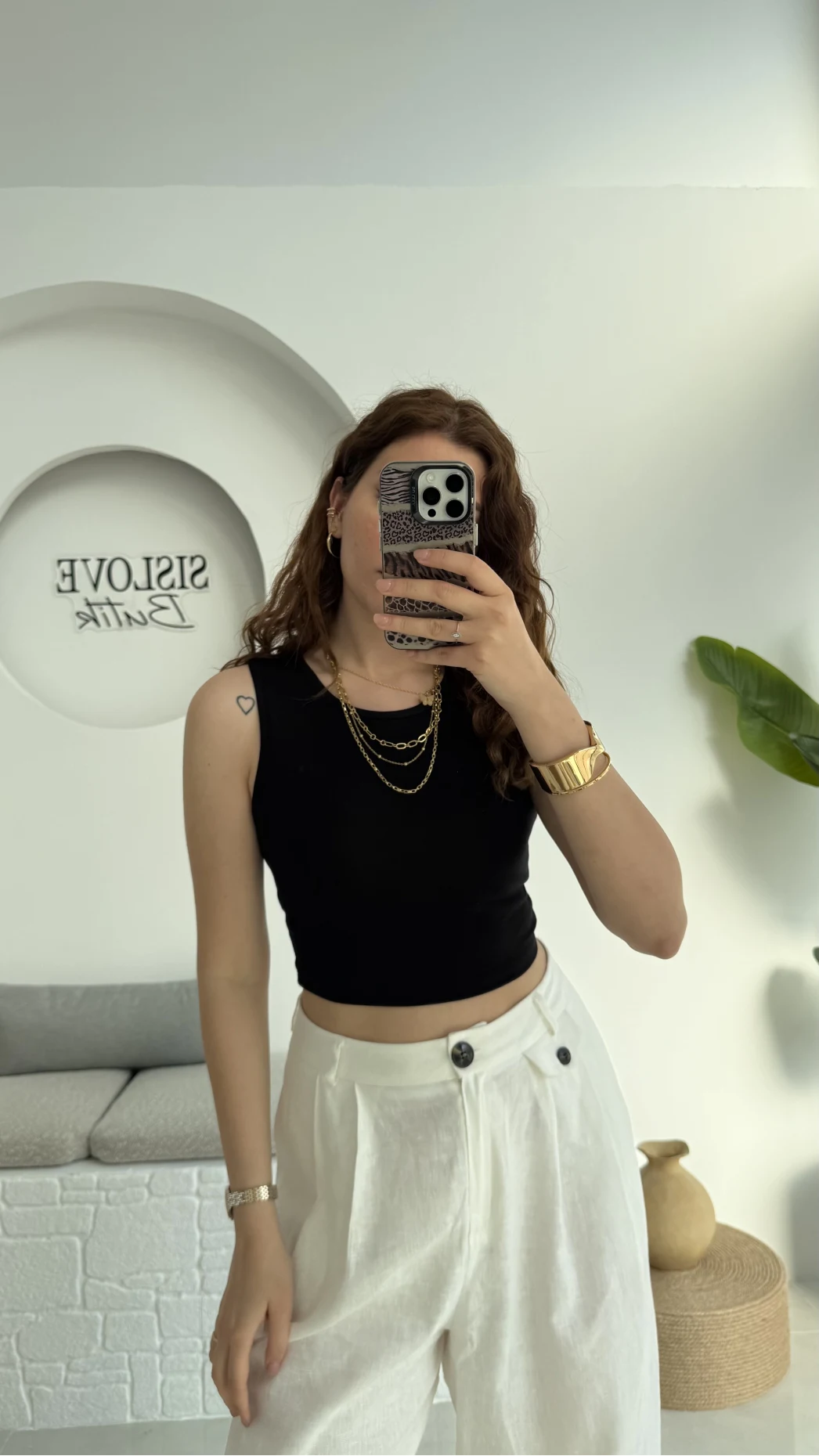 Oys Crop Halter Yaka Siyah