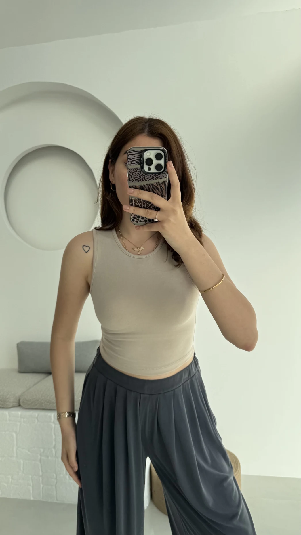 Oys Crop Halter Yaka Taş