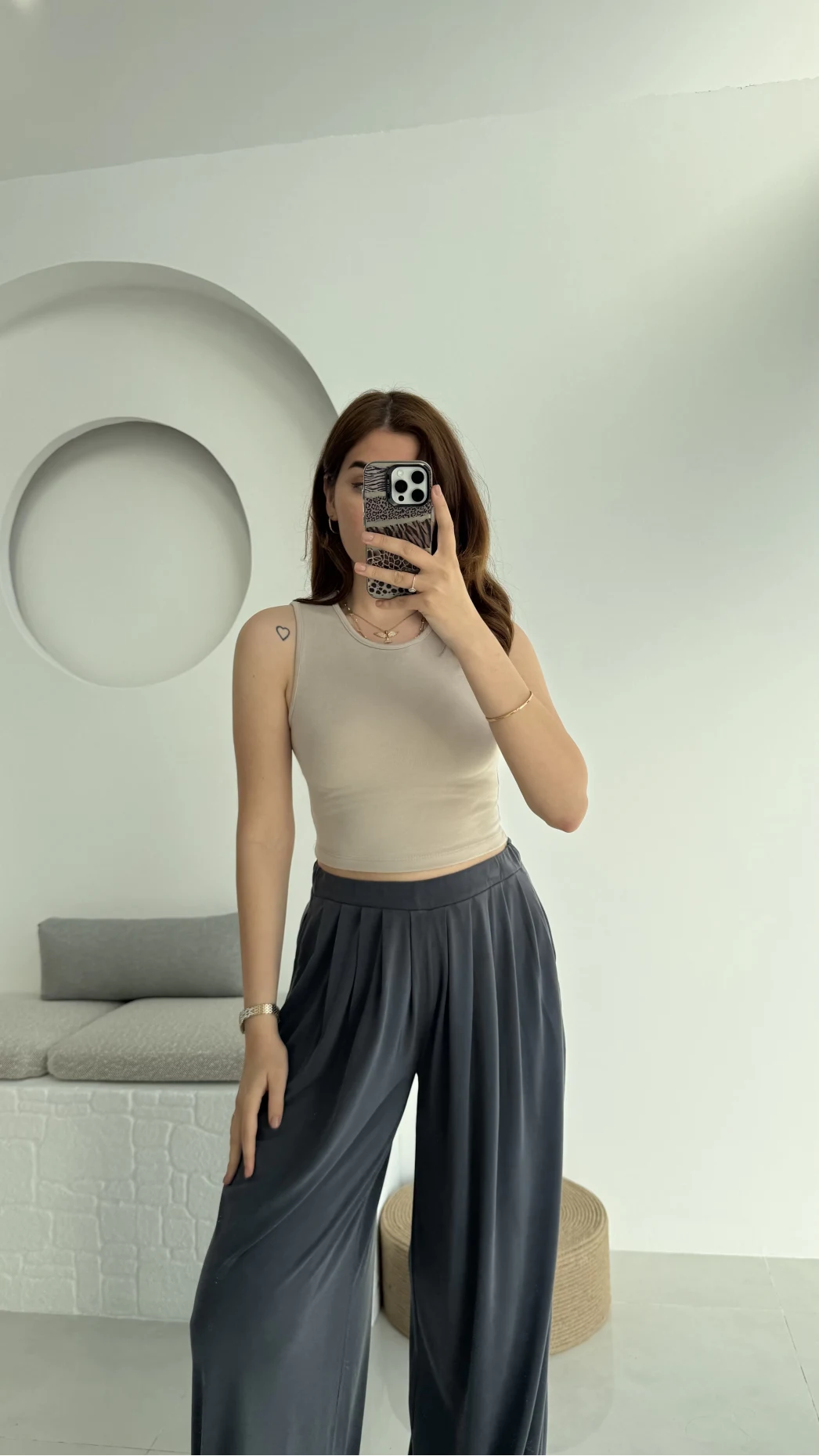 Oys Crop Halter Yaka Taş