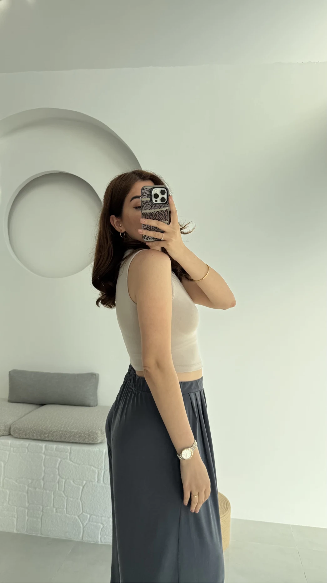 Oys Crop Halter Yaka Taş