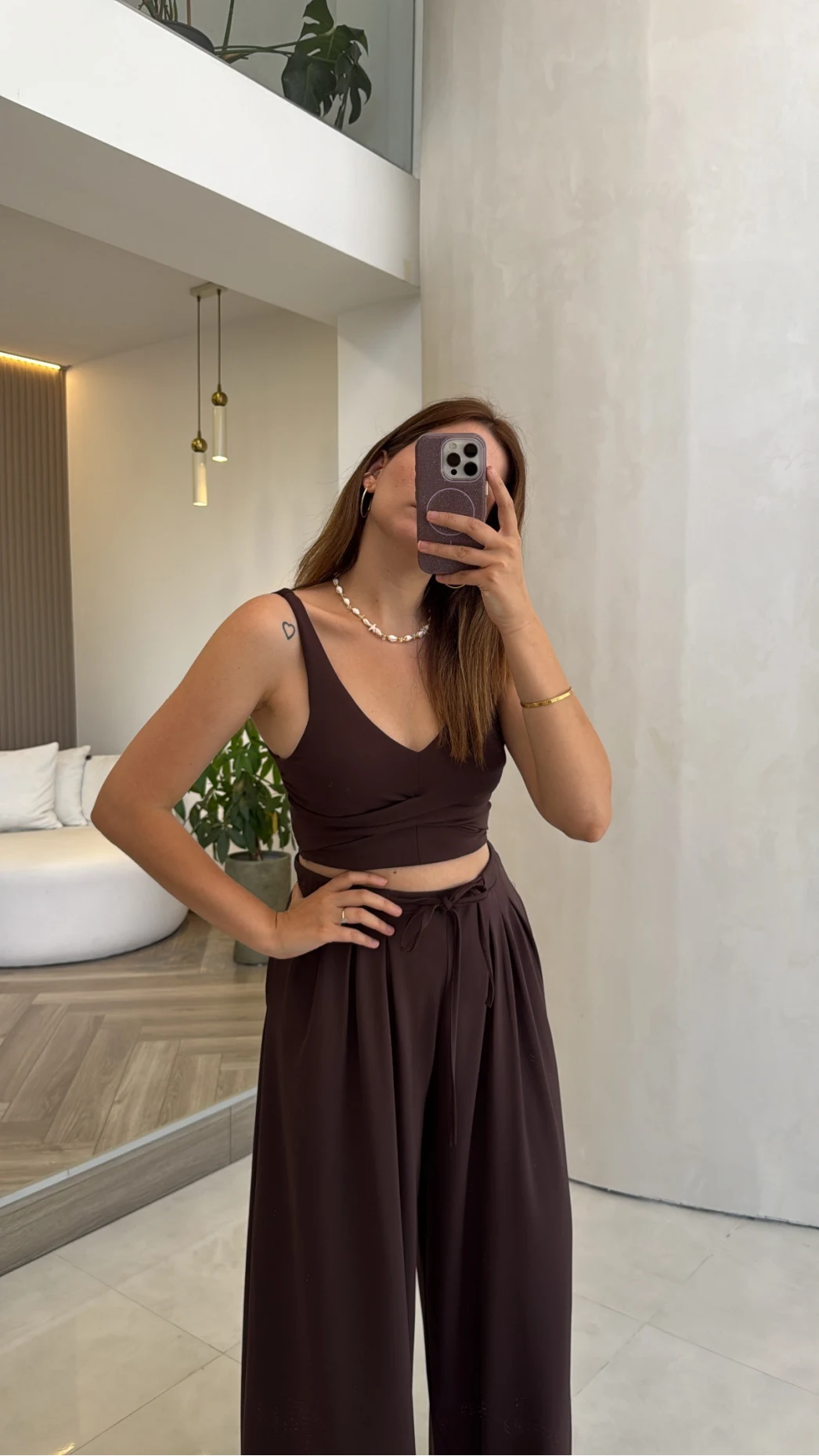 Oys Crop Takım - Kahverengi - Kod: 4122