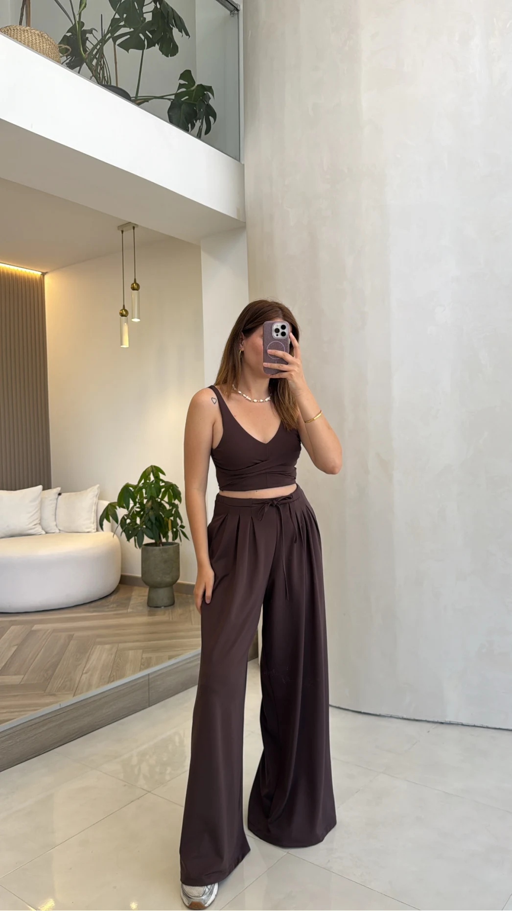 Oys Crop Takım - Kahverengi - Kod: 4122