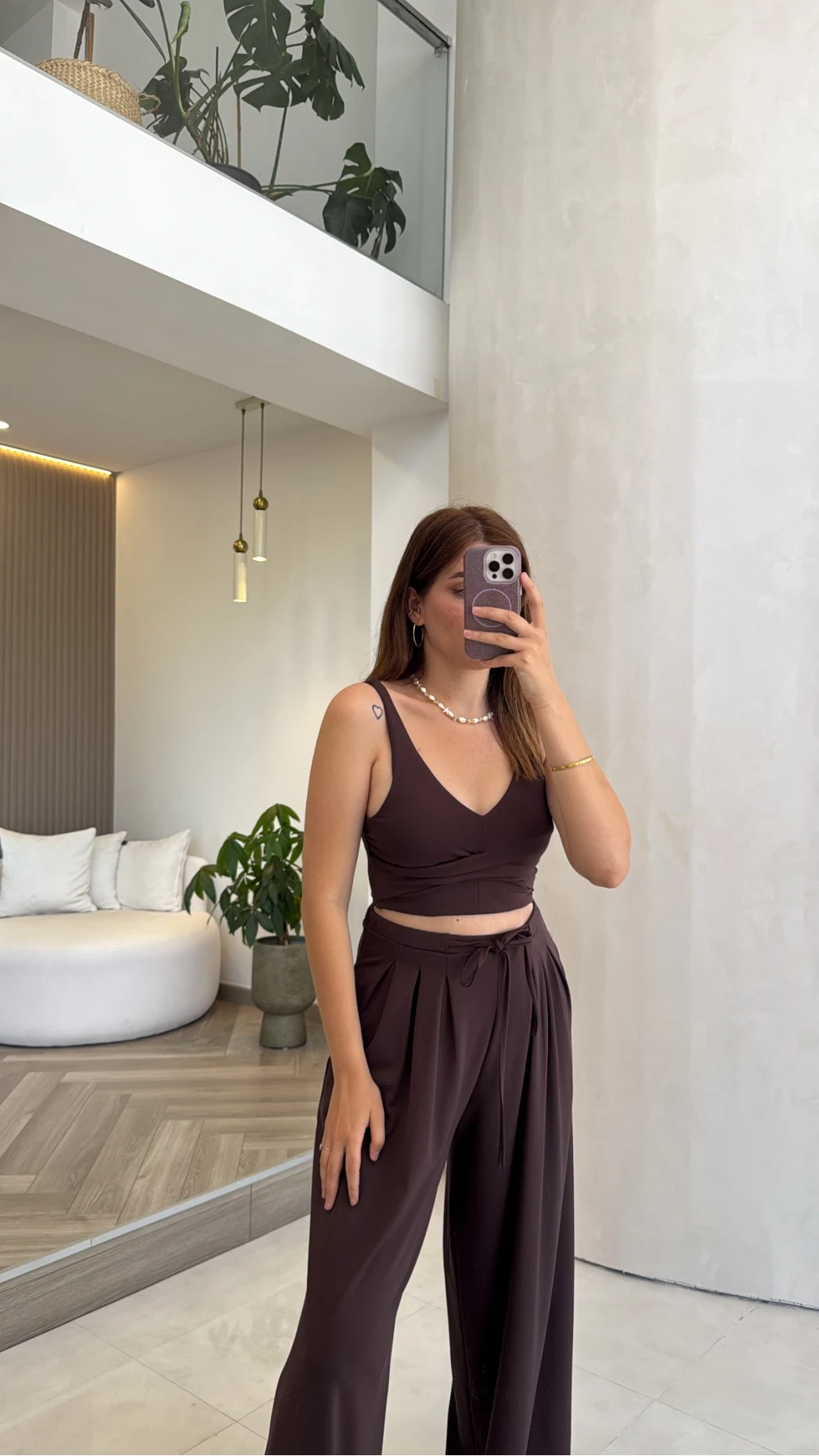 Oys Crop Takım - Kahverengi - Kod: 4122