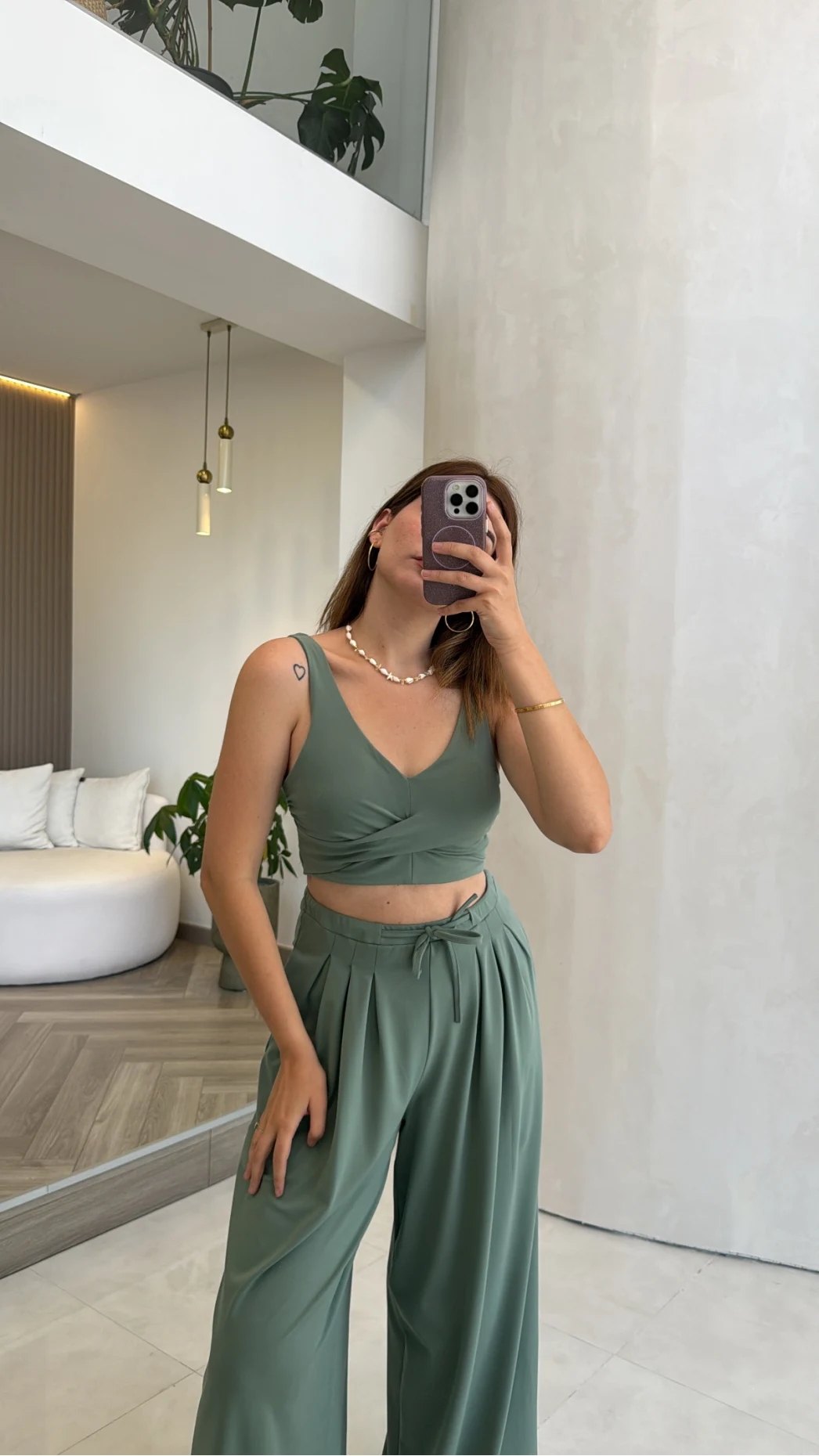Oys Crop Takım - Yeşil - Kod: 4122