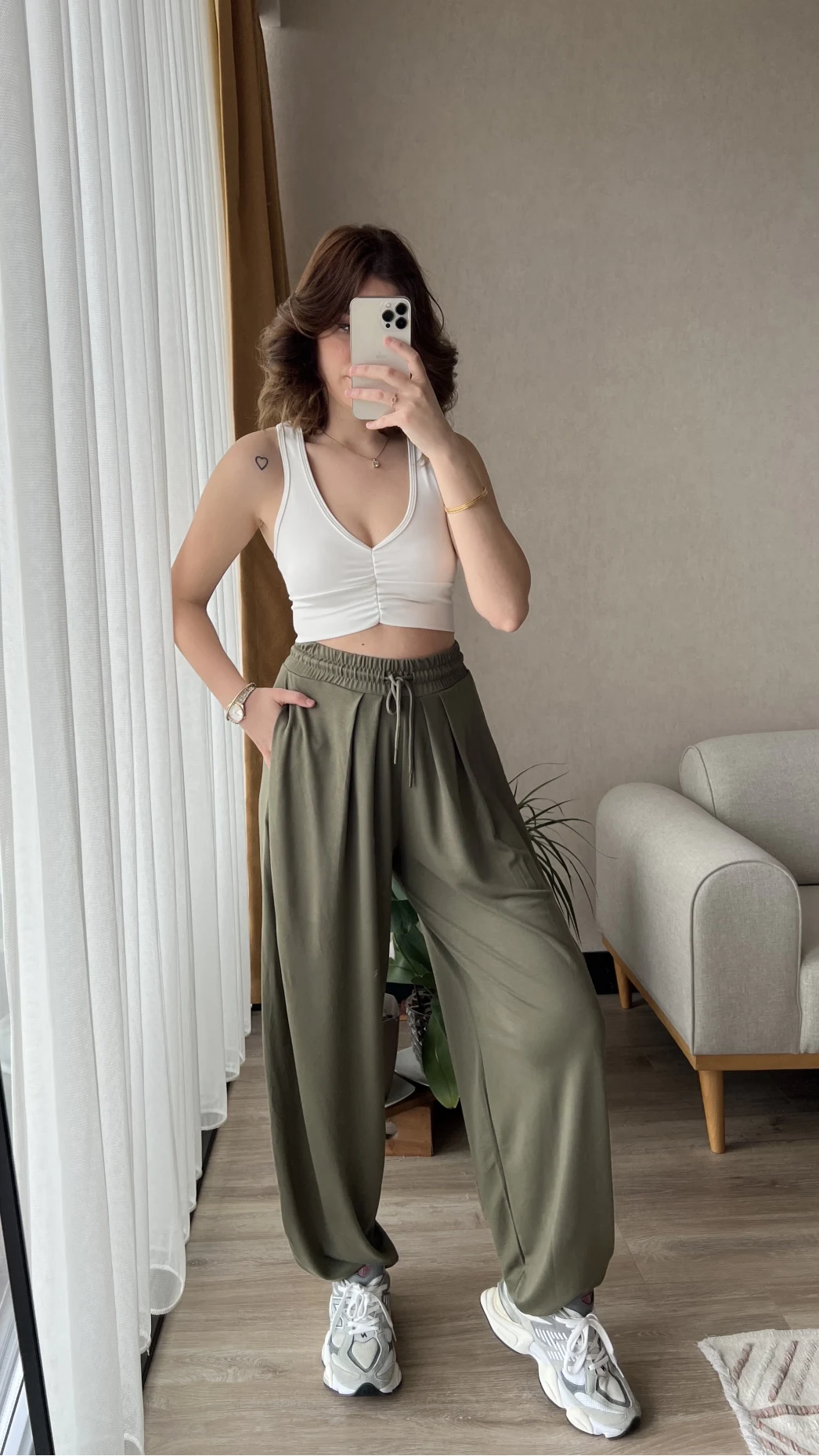 Oys Haki Dökümlü Şalvar Pantolon