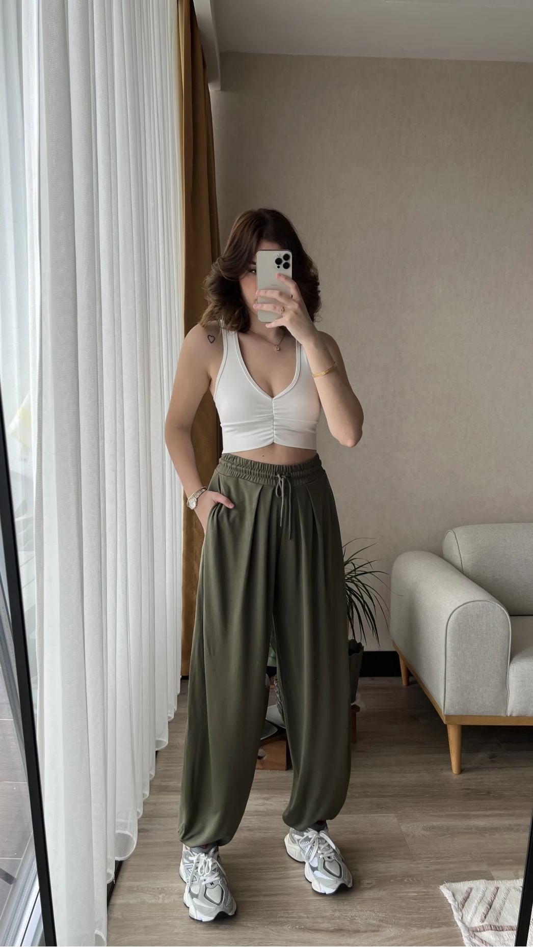 Oys Haki Dökümlü Şalvar Pantolon