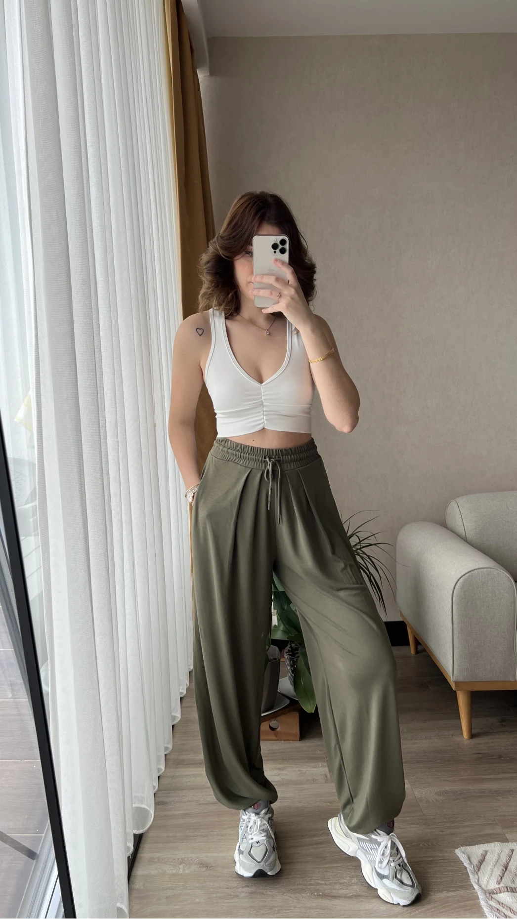 Oys Haki Dökümlü Şalvar Pantolon