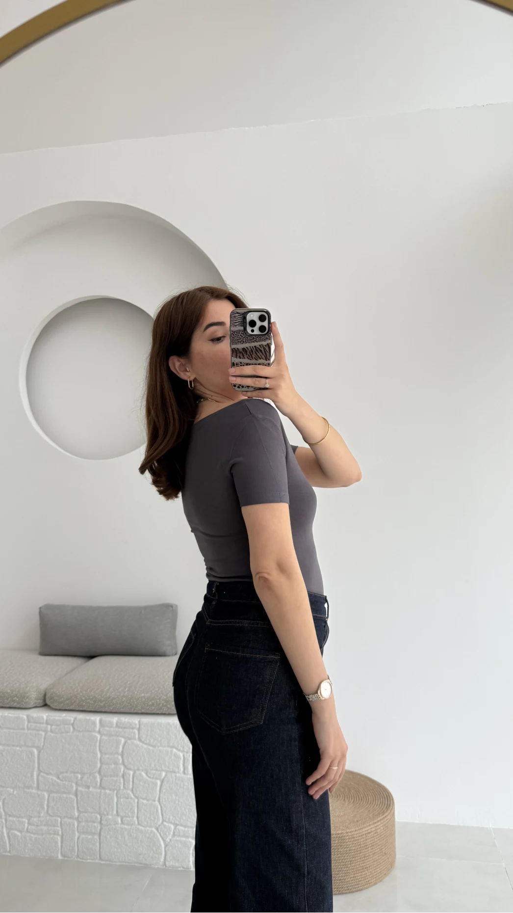 Oys Kayık Yaka T-Shirt Antrasit