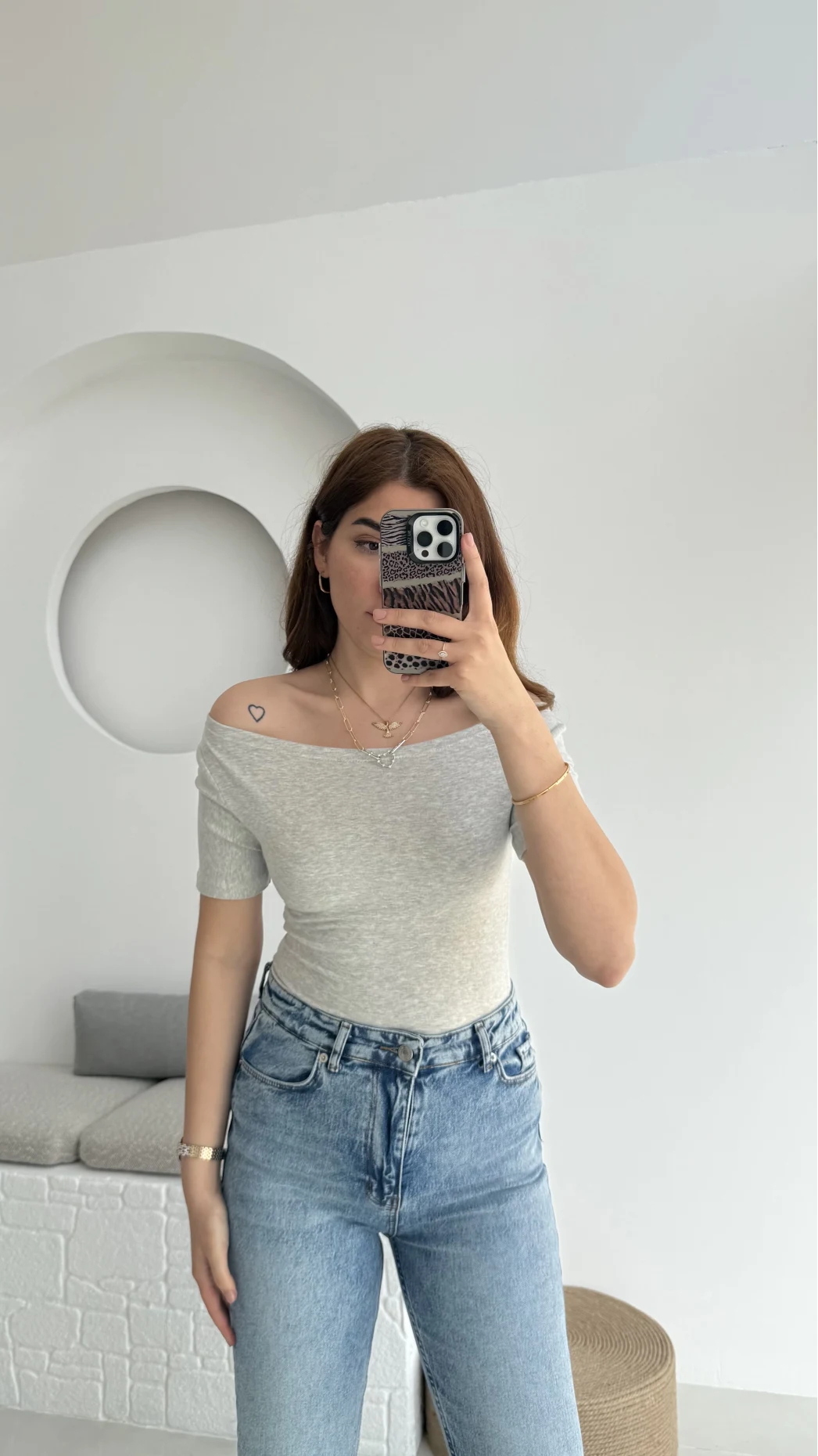 Oys Kayık Yaka T-Shirt Gri