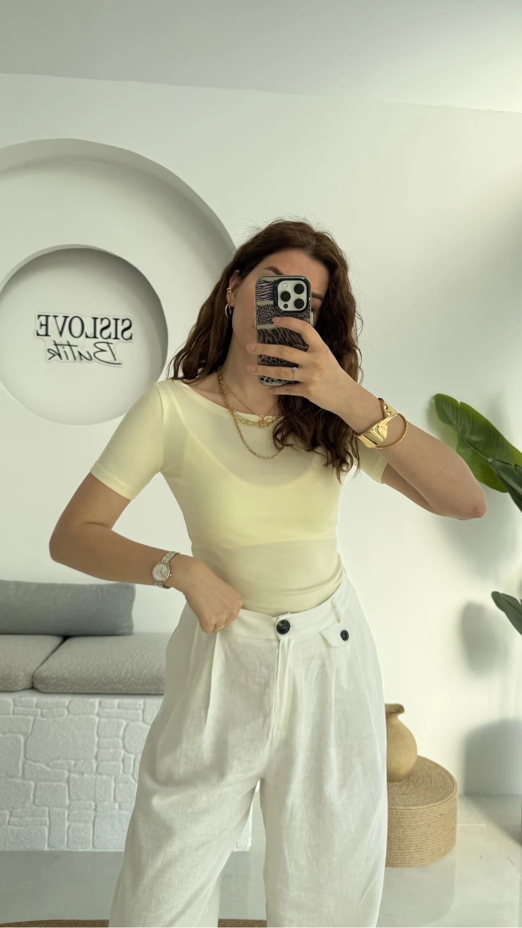 Oys Kayık Yaka T-Shirt Sarı