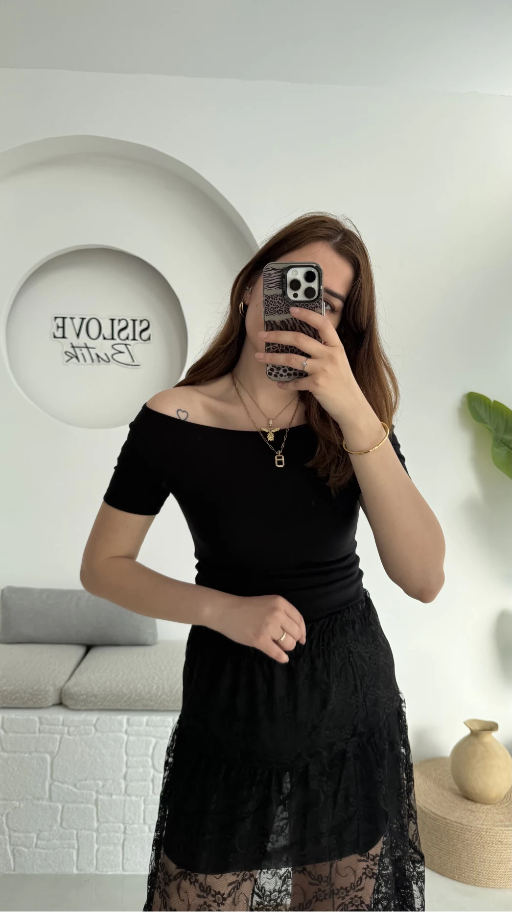 Oys Kayık Yaka T-Shirt Siyah