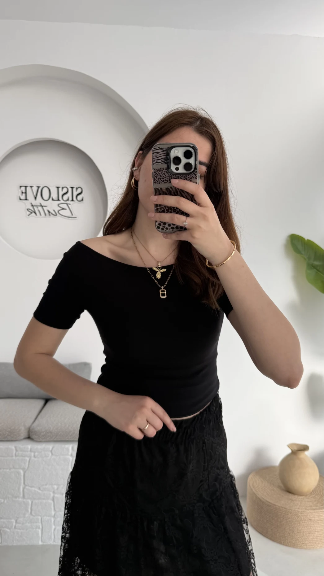 Oys Kayık Yaka T-Shirt Siyah