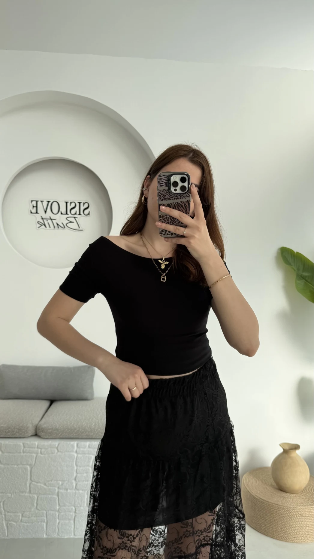 Oys Kayık Yaka T-Shirt Siyah