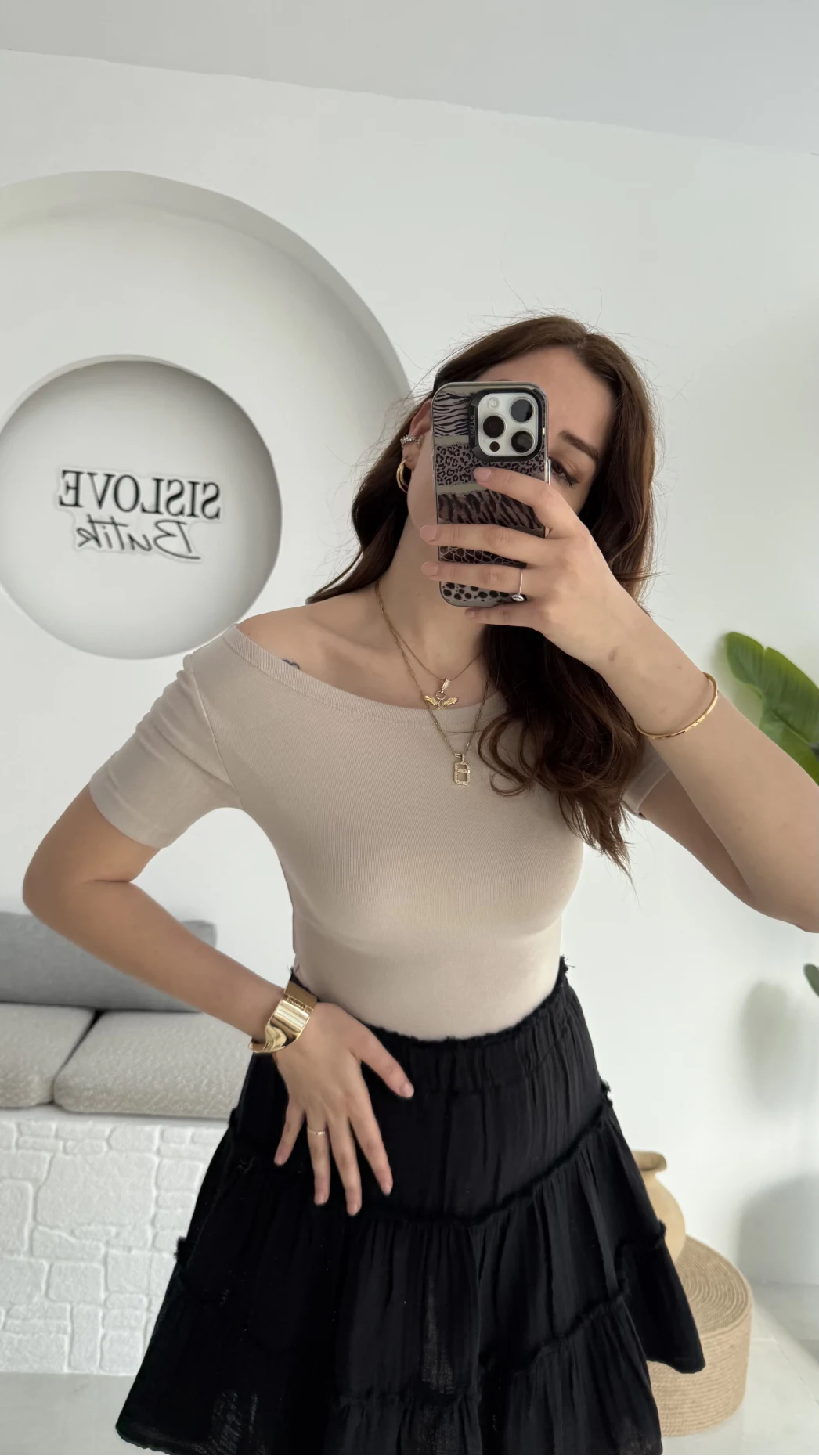 Oys Kayık Yaka T-Shirt Taş