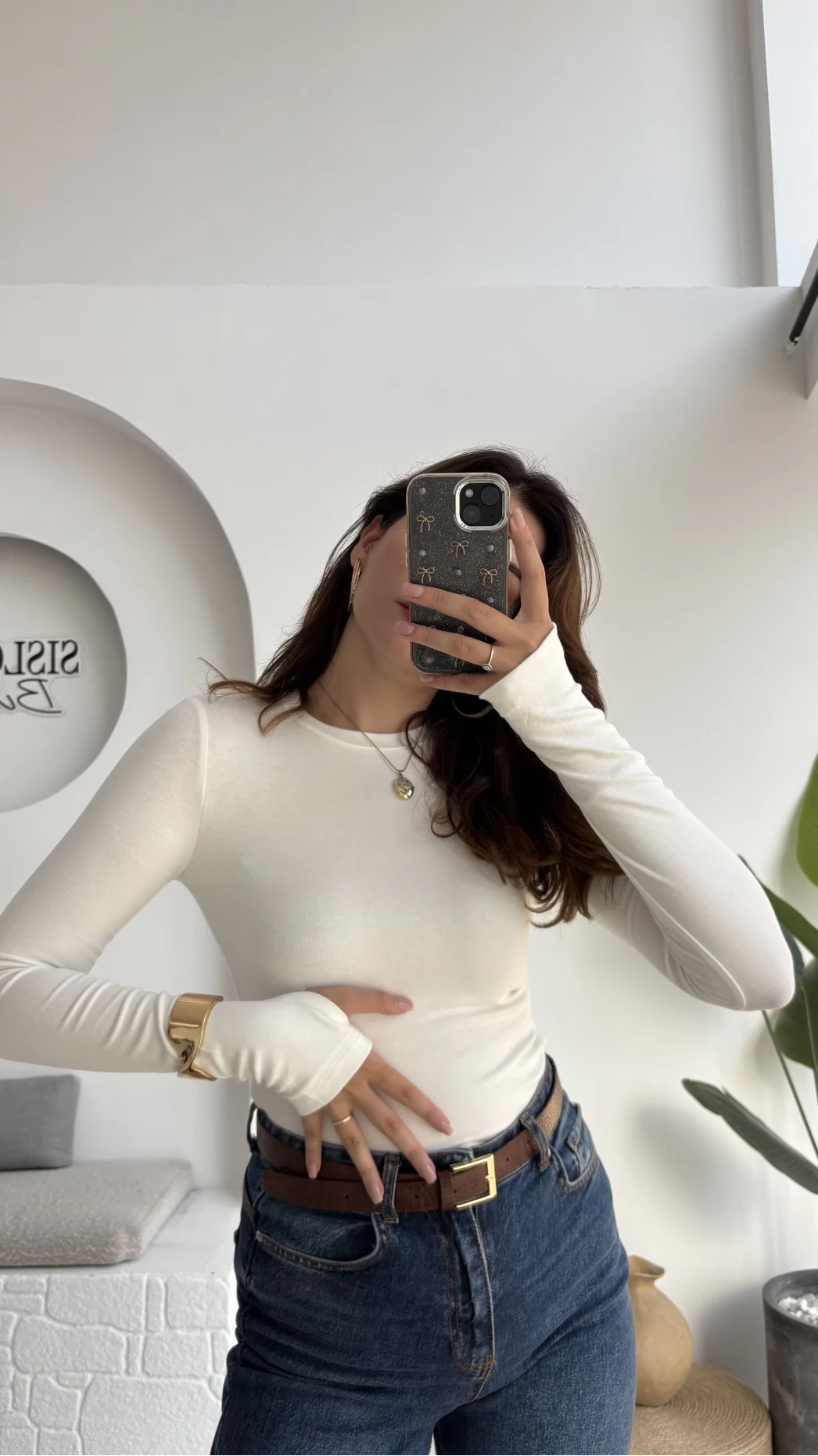 Oys Kırık Beyaz Parmak Geçmeli Body